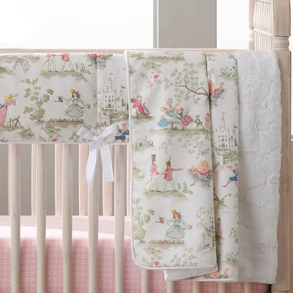 Liz and Roo Nursery Rhyme Toile Blanket (reverses to faux fur)- Bambi Baby