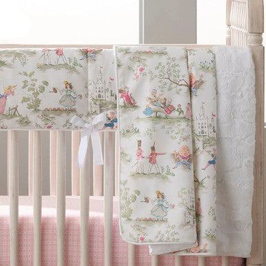 Liz and Roo Nursery Rhyme Toile Blanket (reverses to faux fur)- Bambi Baby