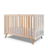 Natural Wood & White Sorelle Luce Convertible Crib - Side View | Bambi Baby