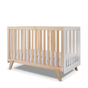Natural Wood & White Sorelle Luce Convertible Crib - Side View | Bambi Baby