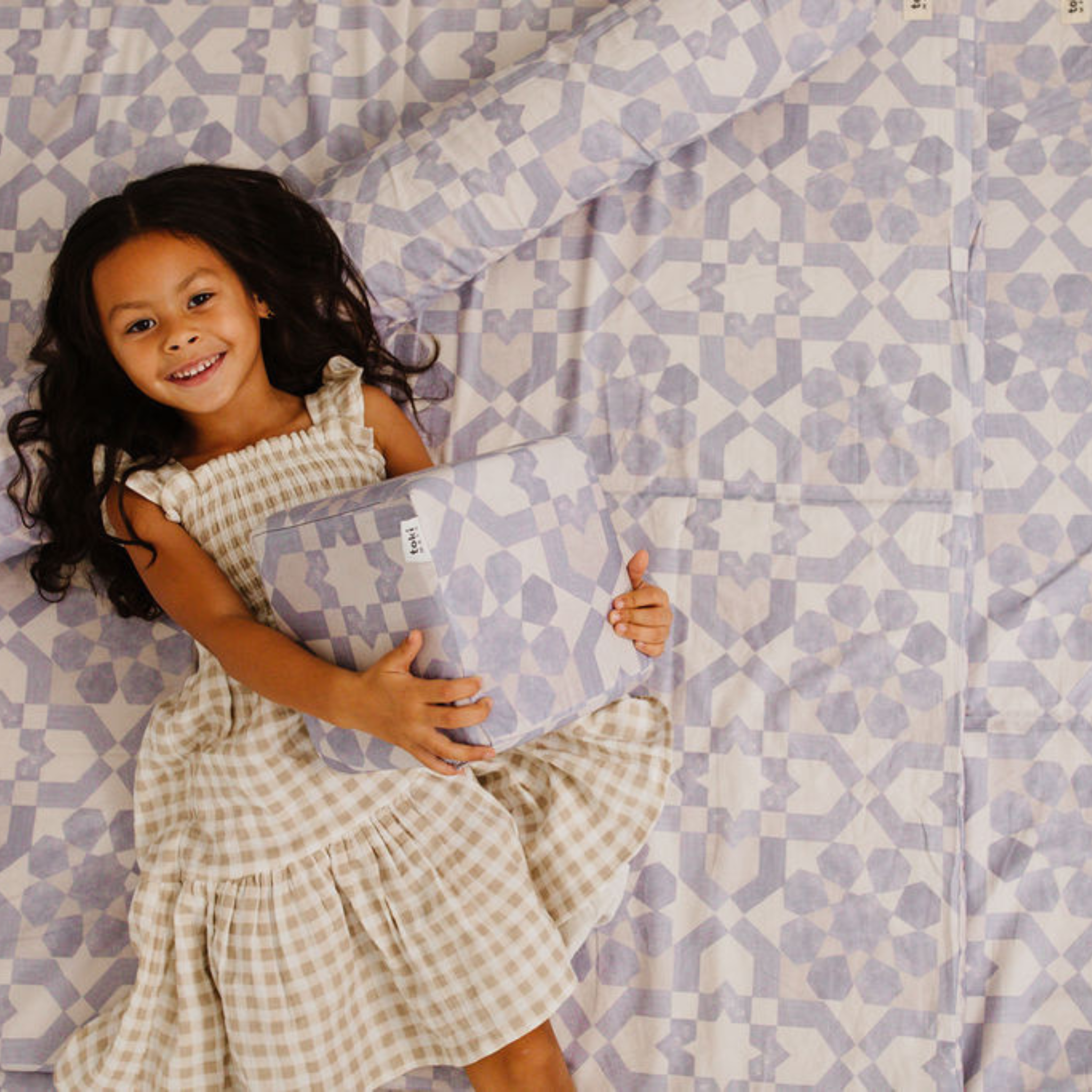 Toki Kids Blue Tile Organic Cotton Mat- Bambi Baby