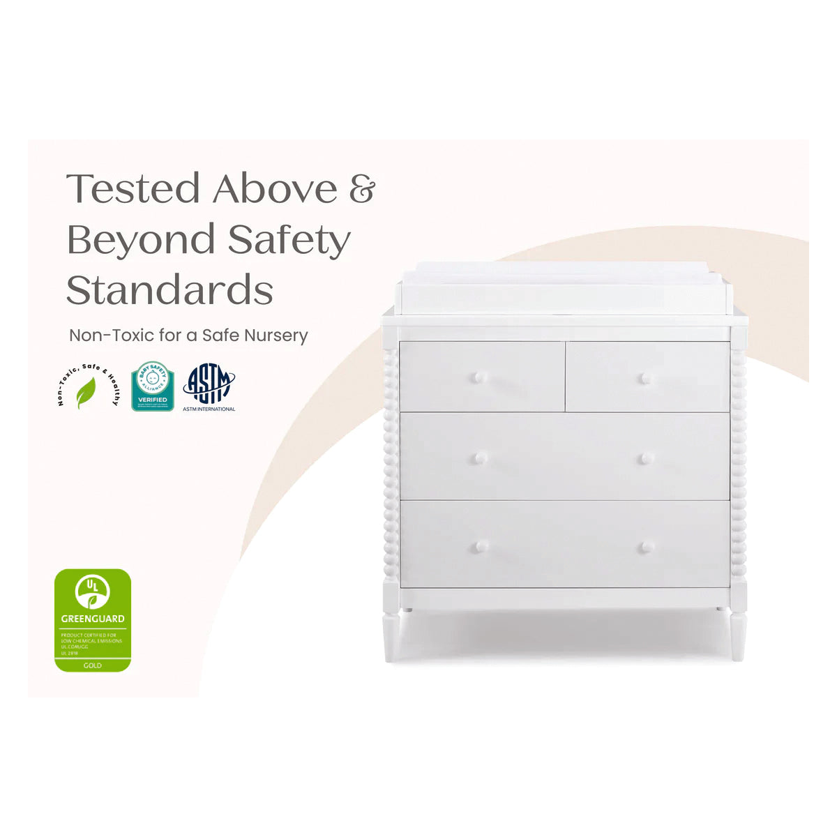 Delta Children Saint 4 Drawer Dresser with Changing Top, Bianca White