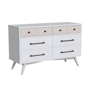 Ash Linen Two-Tone 6 Drawer Nursery Dresser - 3/4 Angle View | Bambi Baby