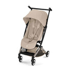 Almond Beige CYBEX Libelle Compact Travel Stroller with Taupe Frame - Front Angle View | Bambi Baby