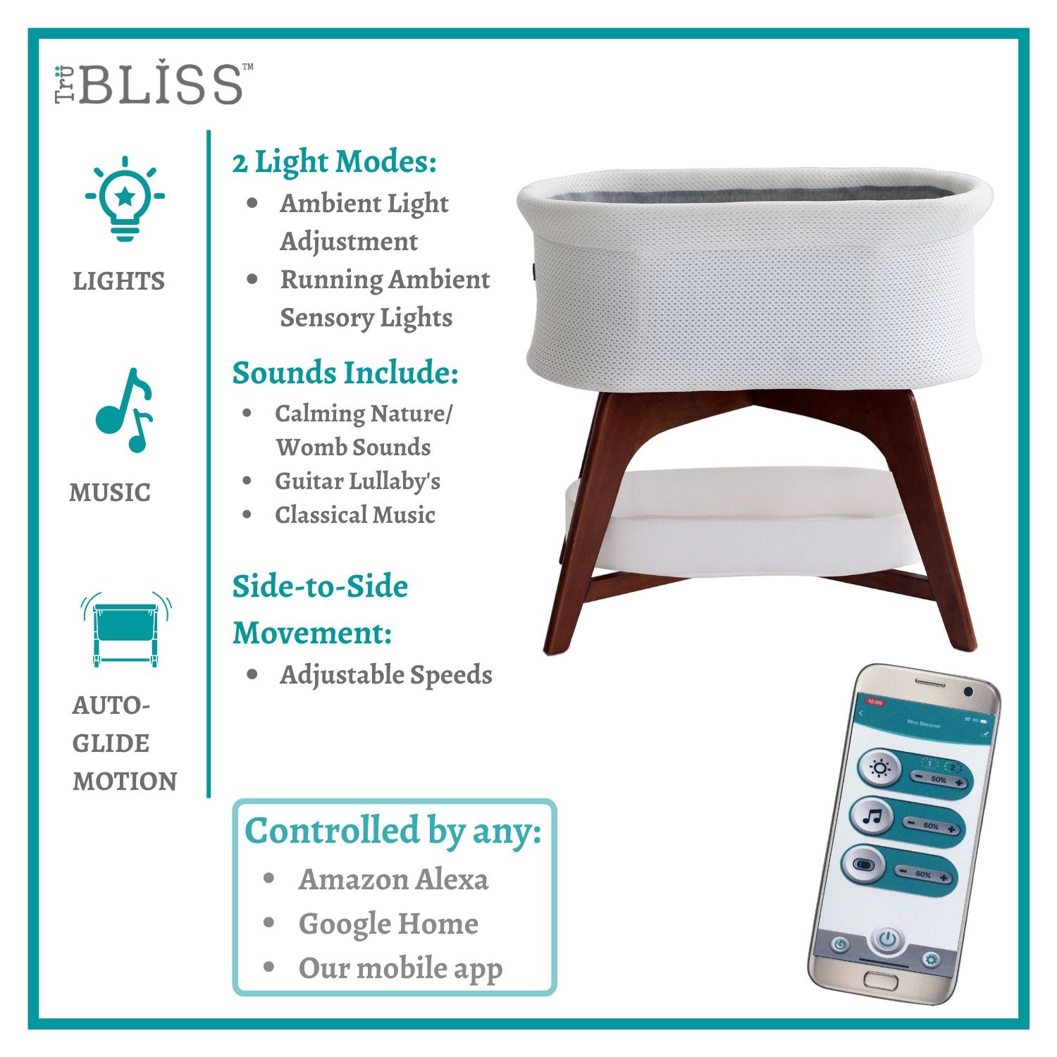 TruBliss Evi Smart Bassinet- Bambi Baby