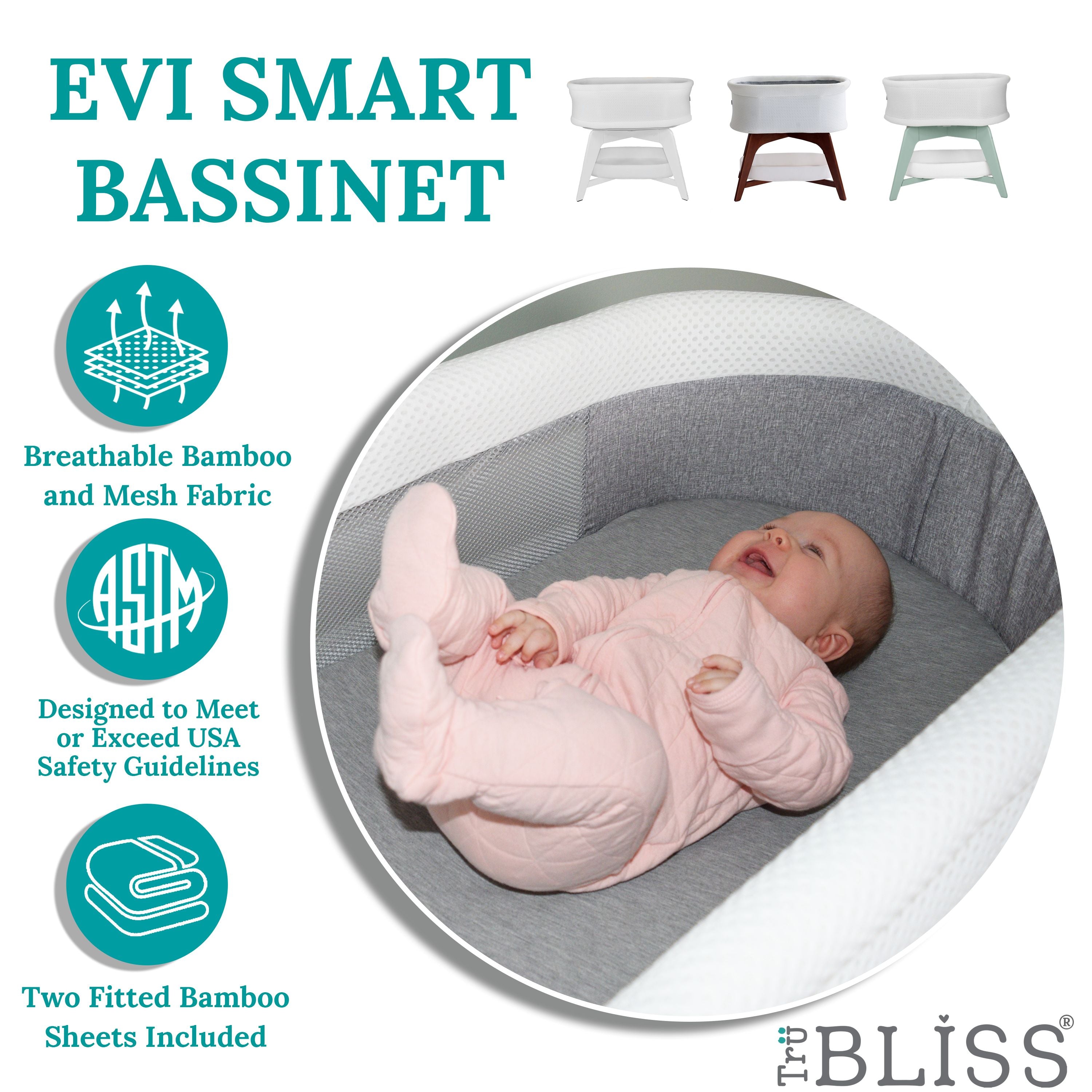 TruBliss Evi Smart Bassinet- Bambi Baby