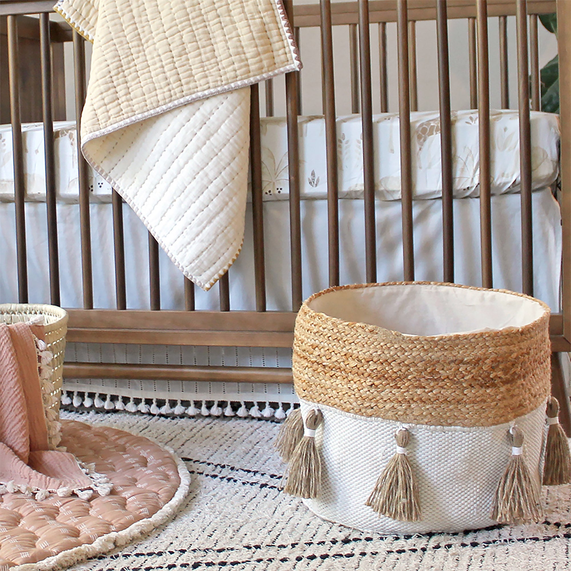 Crane Baby Cotton + Jute Boho Storage Bin- Bambi Baby