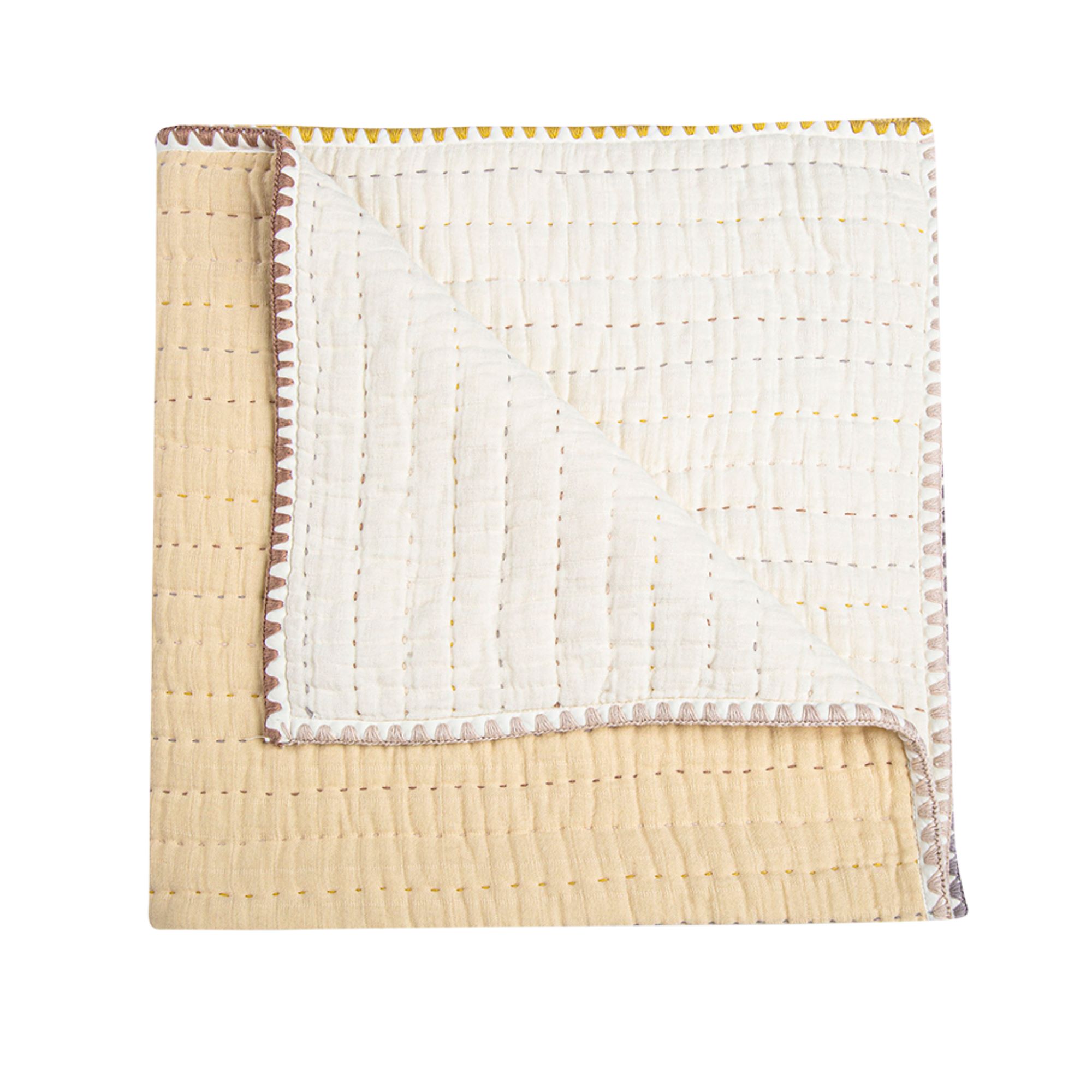 Crane Baby Kendi Beige Baby Quilt - Brown- Bambi Baby