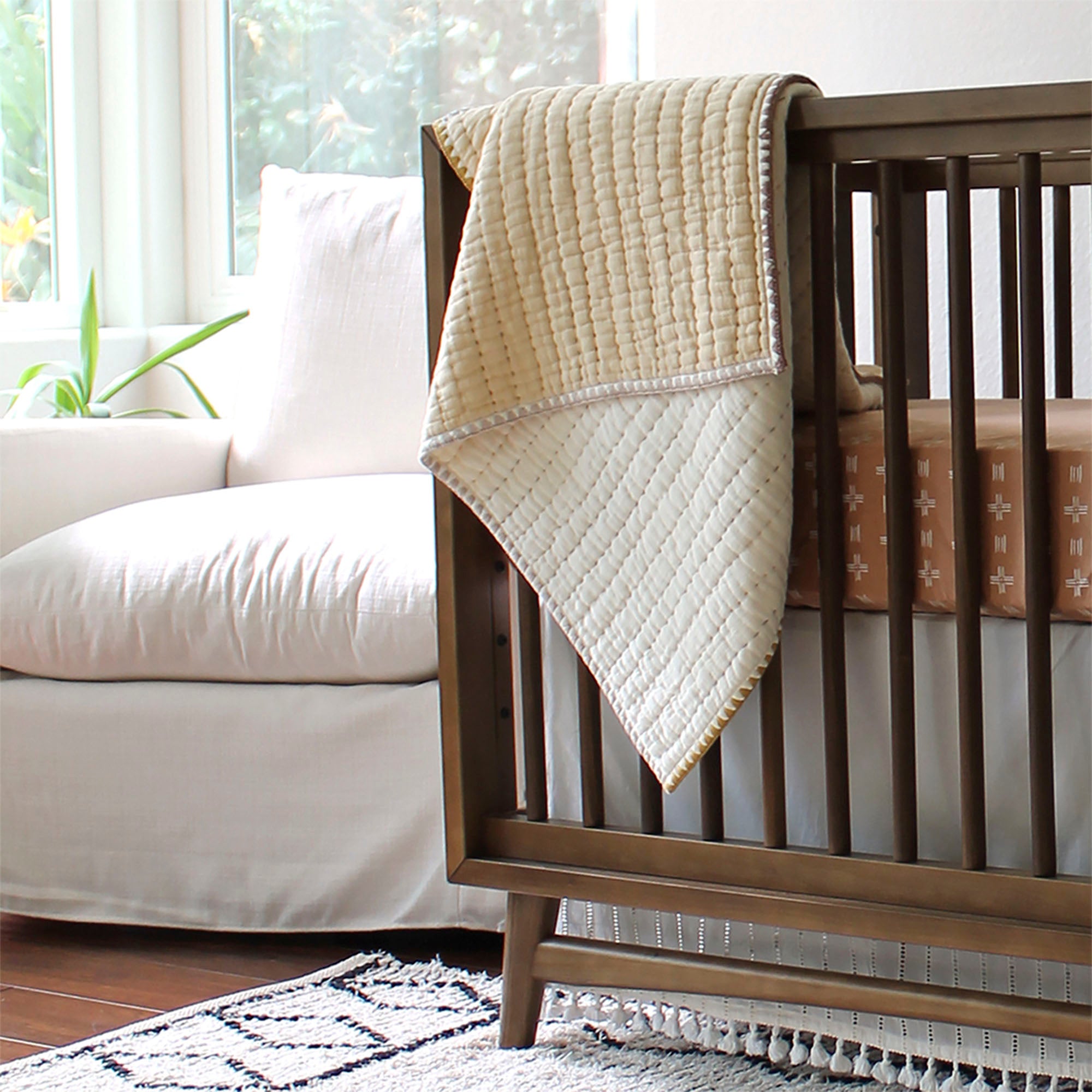 Crane Baby Kendi Beige Baby Quilt - Brown- Bambi Baby