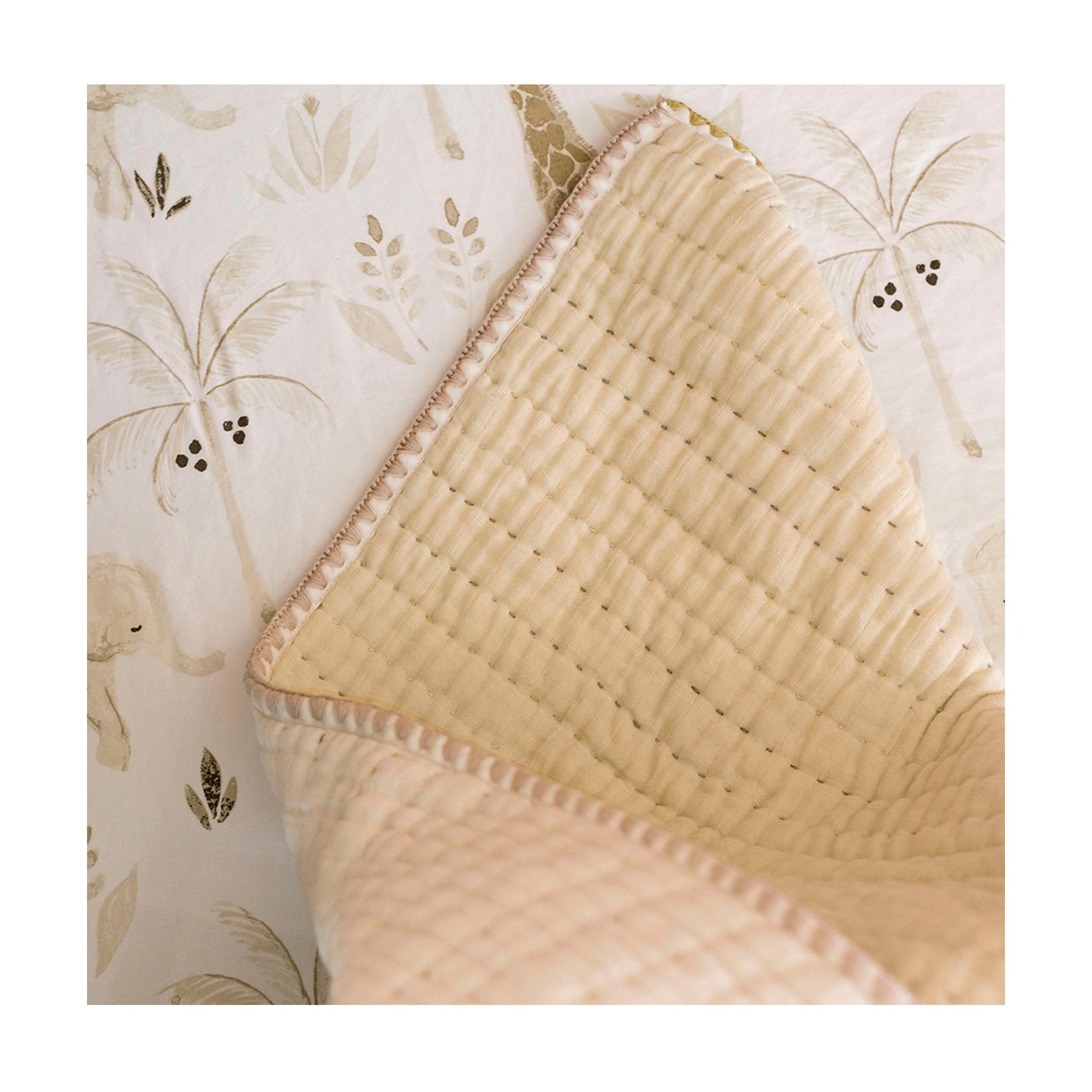 Crane Baby Kendi Beige Baby Quilt - Brown- Bambi Baby