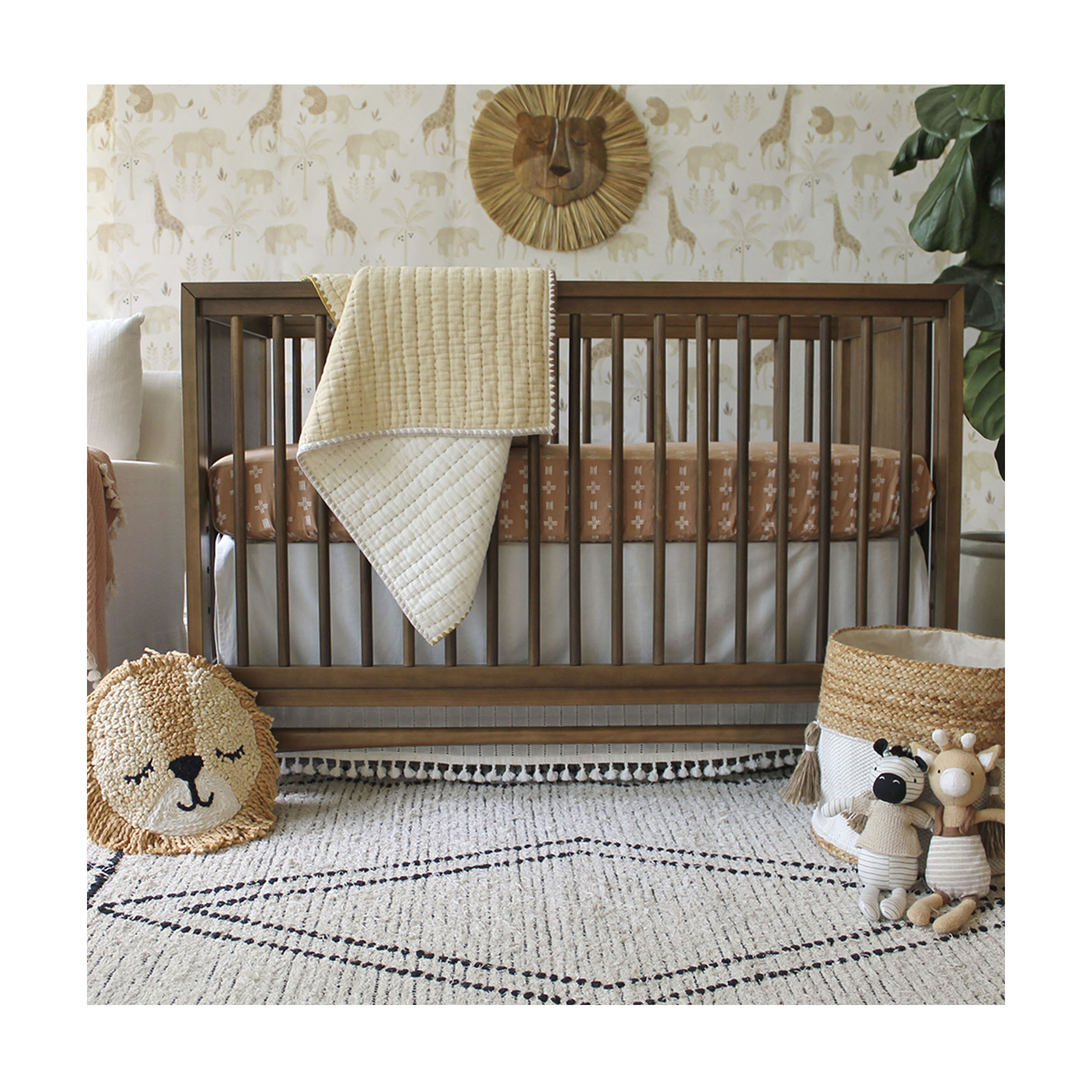 Crane Baby Kendi Beige Baby Quilt - Brown- Bambi Baby