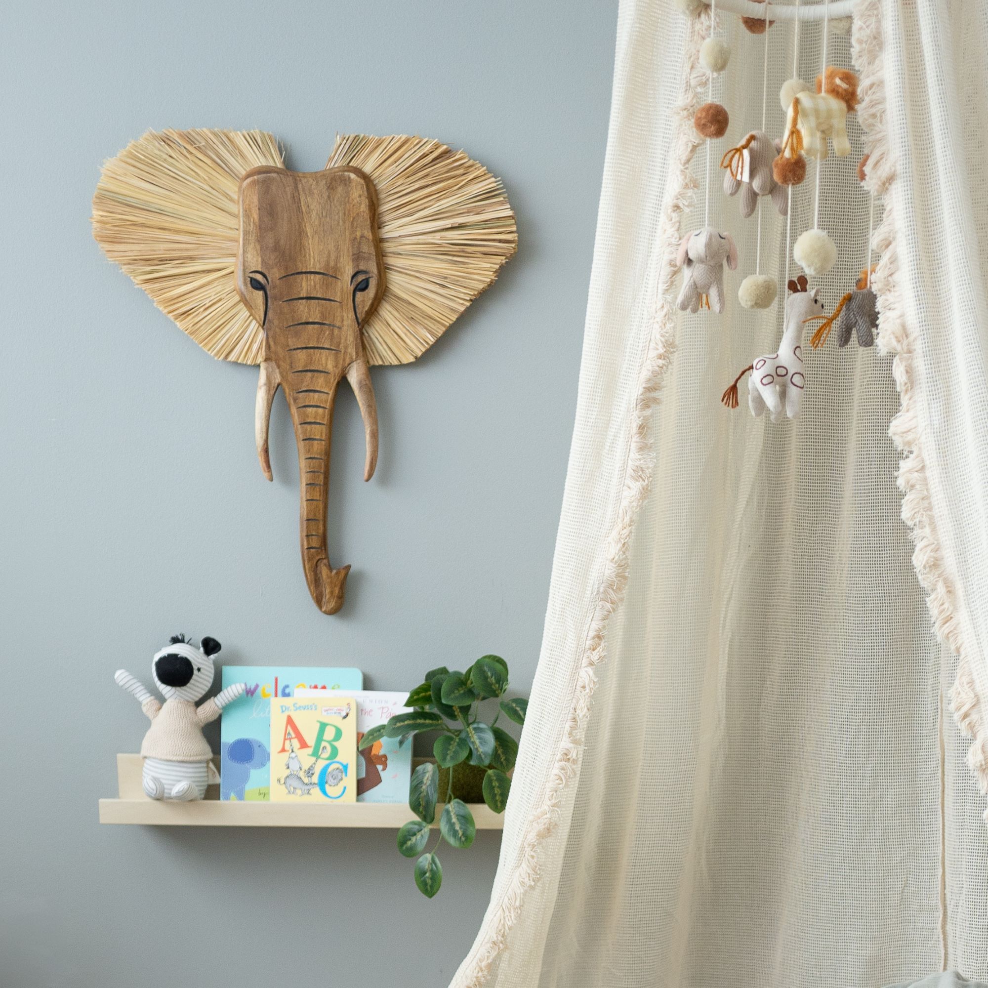 Crane Baby Elephant Safari Nursery Wall Decor - Brown- Bambi Baby