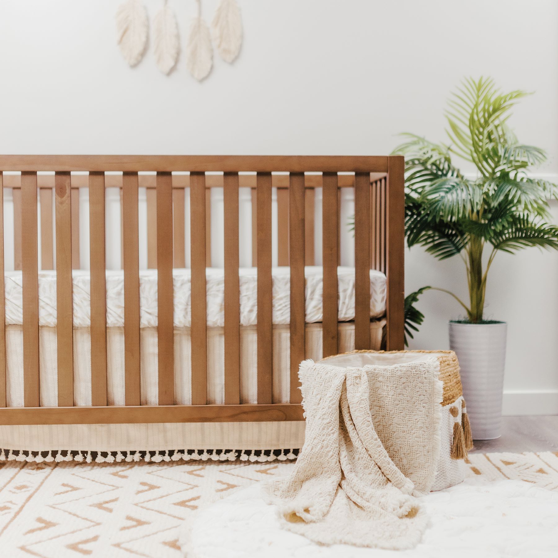 Crane Baby Oatmeal Boho Knit Blanket- Bambi Baby