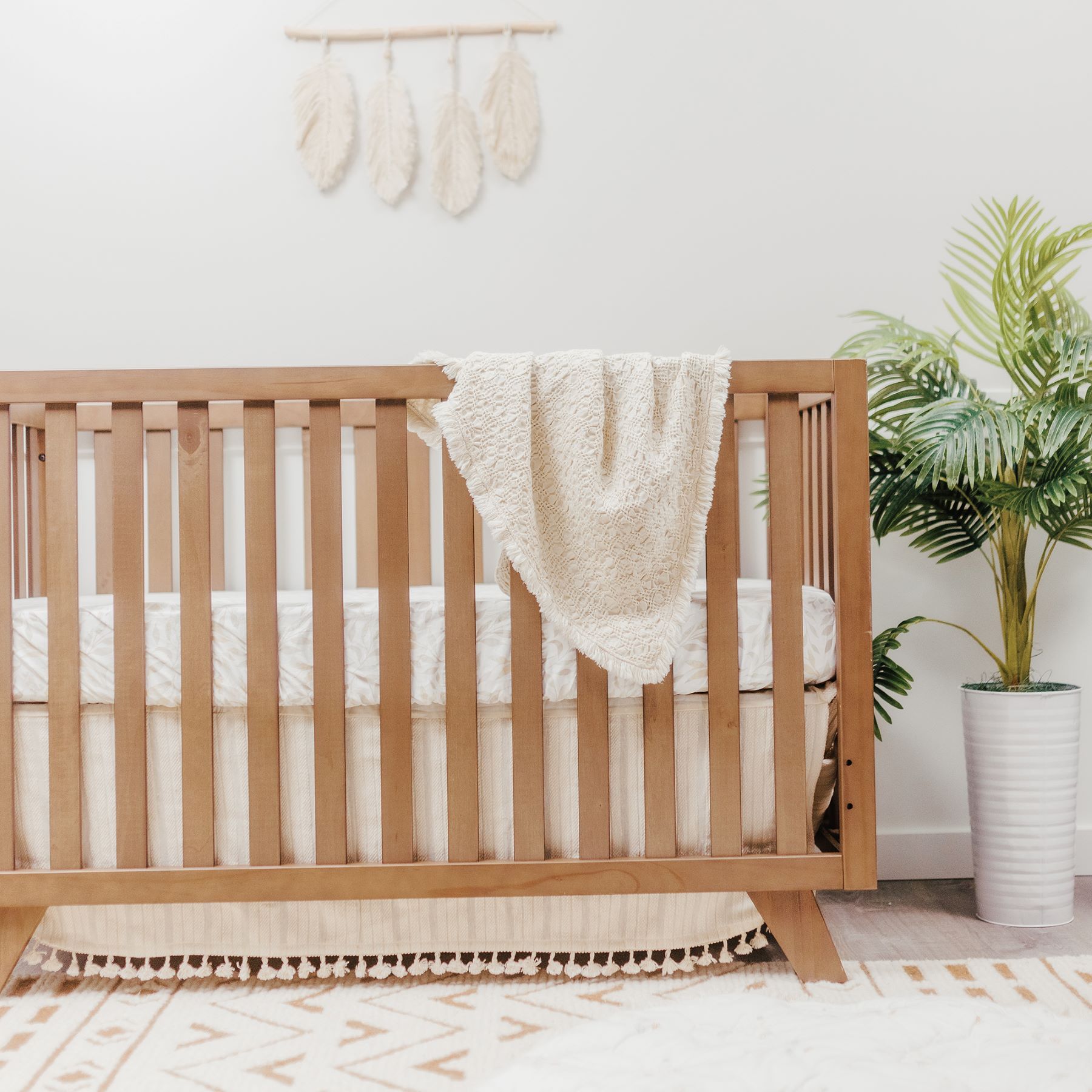 Crane Baby Oatmeal Boho Knit Blanket- Bambi Baby