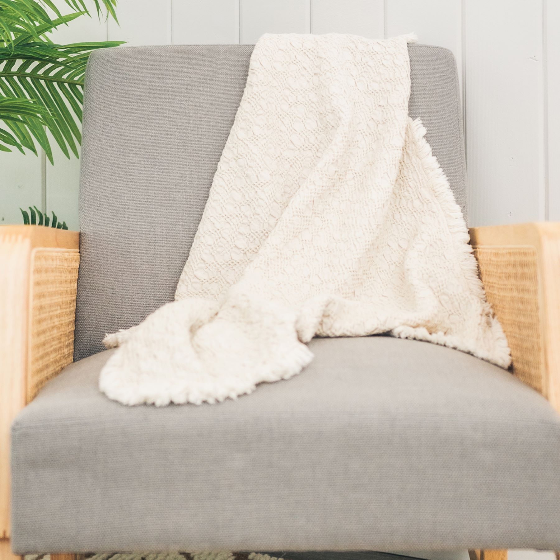 Crane Baby Oatmeal Boho Knit Blanket- Bambi Baby
