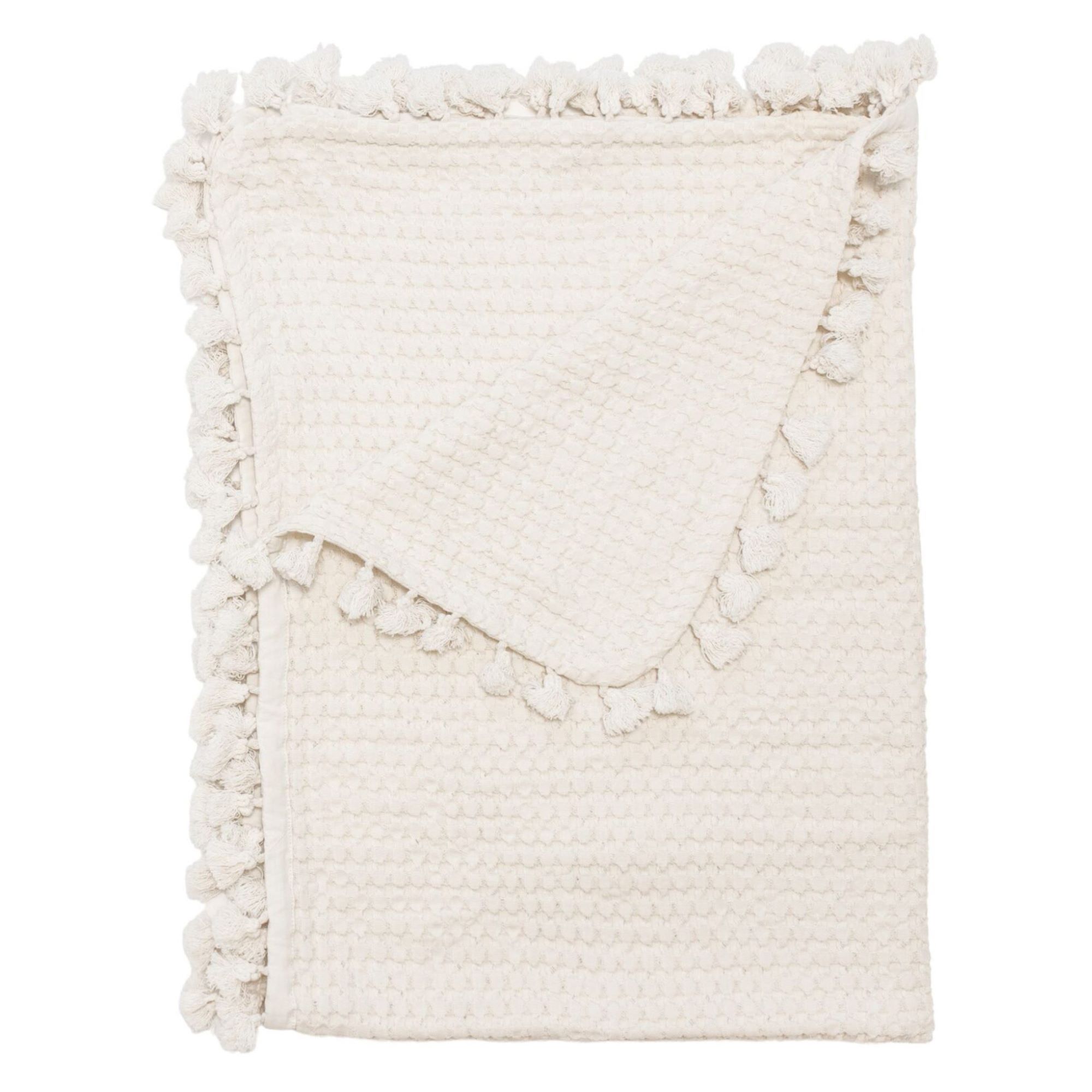 Crane Baby Cotton Waffle Knit Baby Blanket - Cream- Bambi Baby
