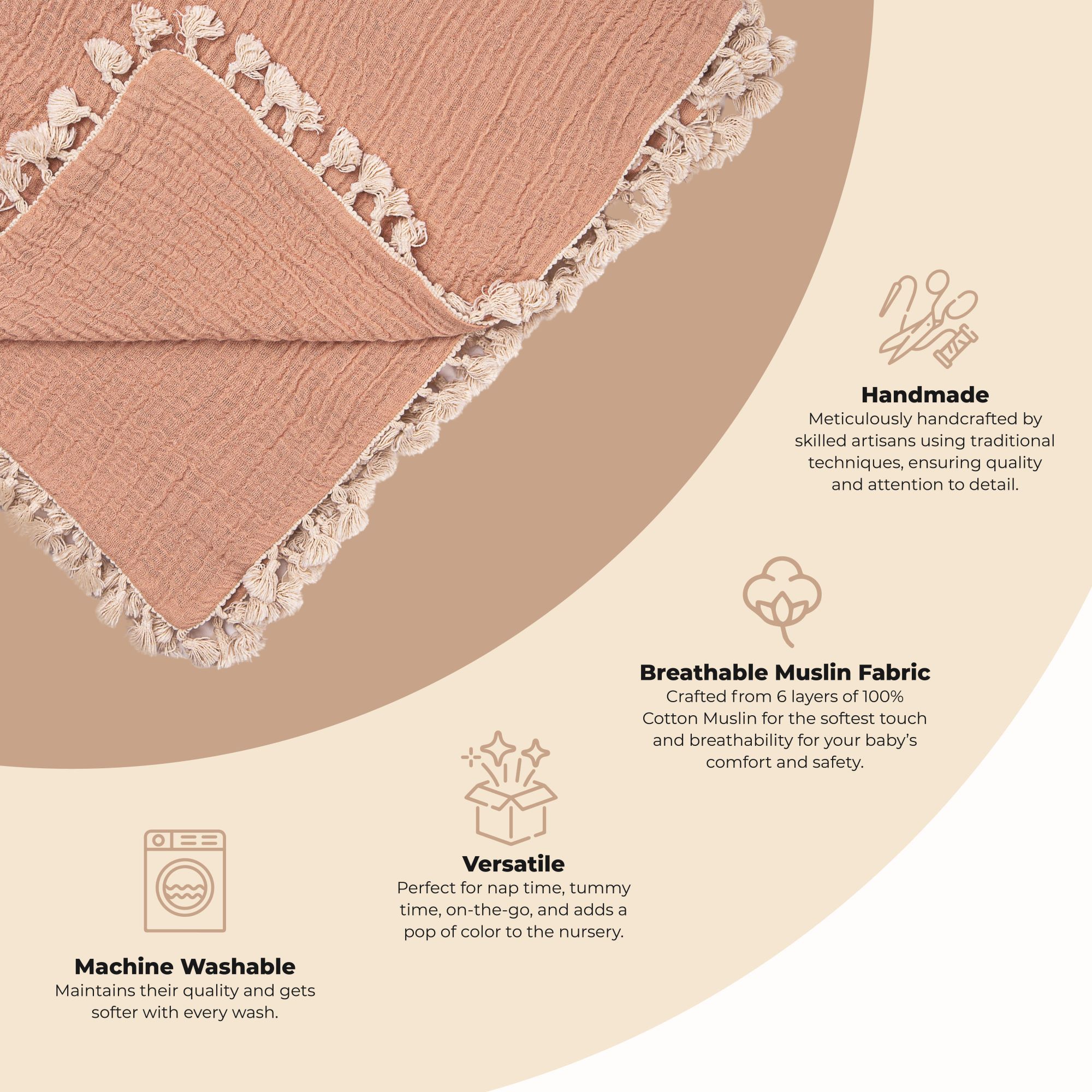Crane Baby 6-Layer Muslin Cotton Baby Blanket- Bambi Baby