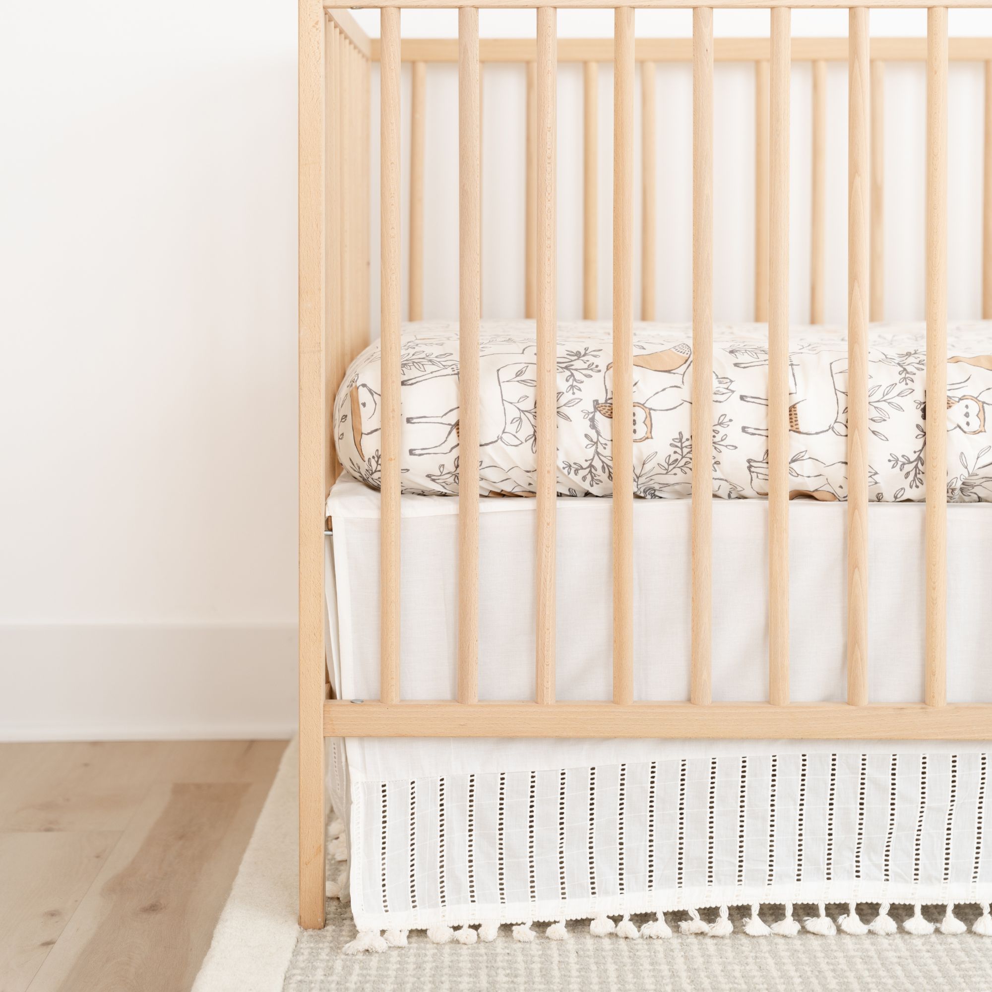 Crane Baby Off-White Boho Crib Skirt - White- Bambi Baby