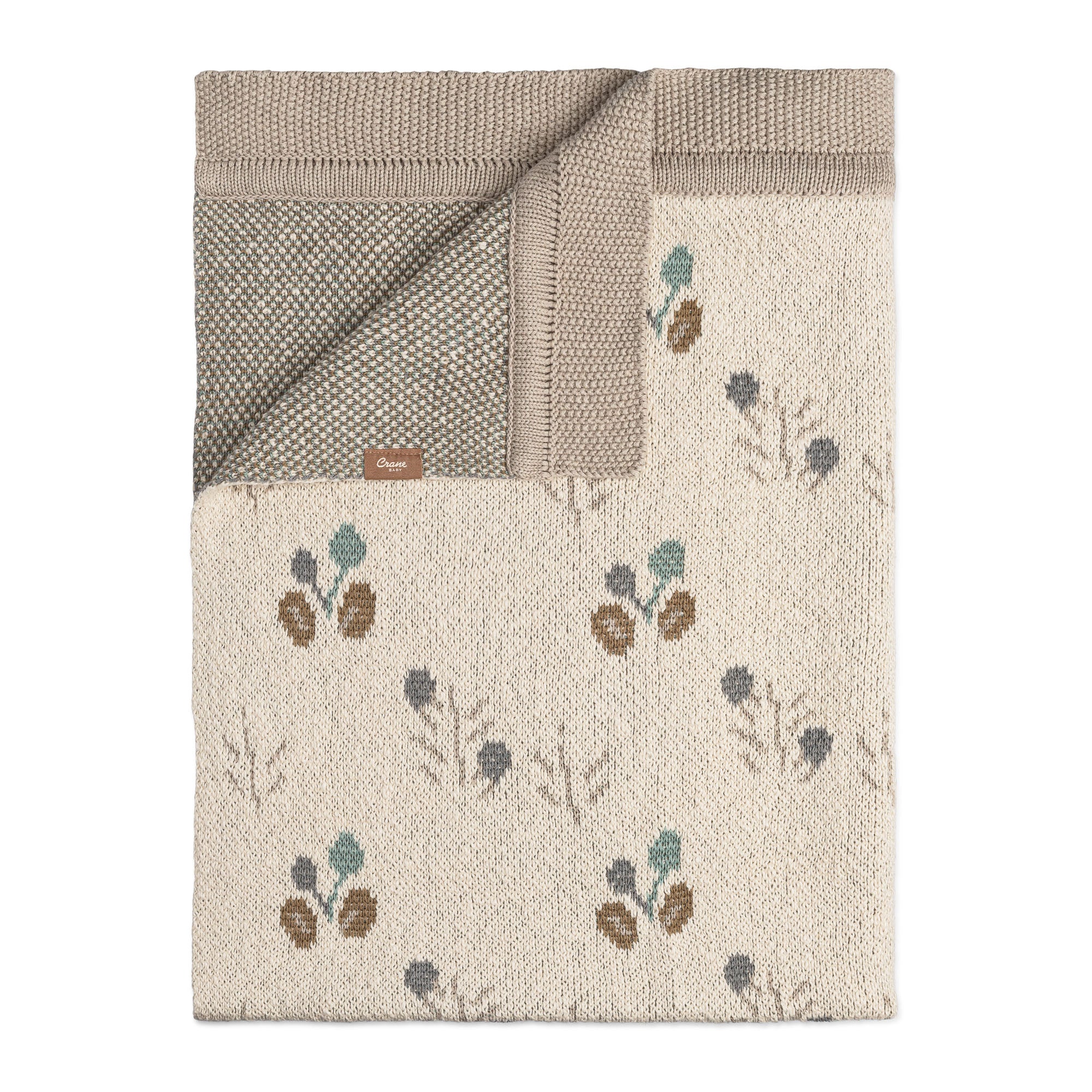 Crane Baby Avery Organic Cotton Reversible Baby Blanket - Gray- Bambi Baby
