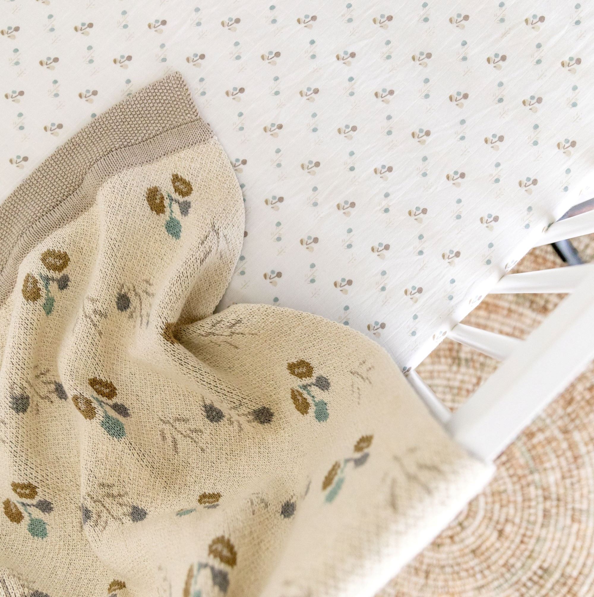 Crane Baby Avery Organic Cotton Reversible Baby Blanket - Gray- Bambi Baby