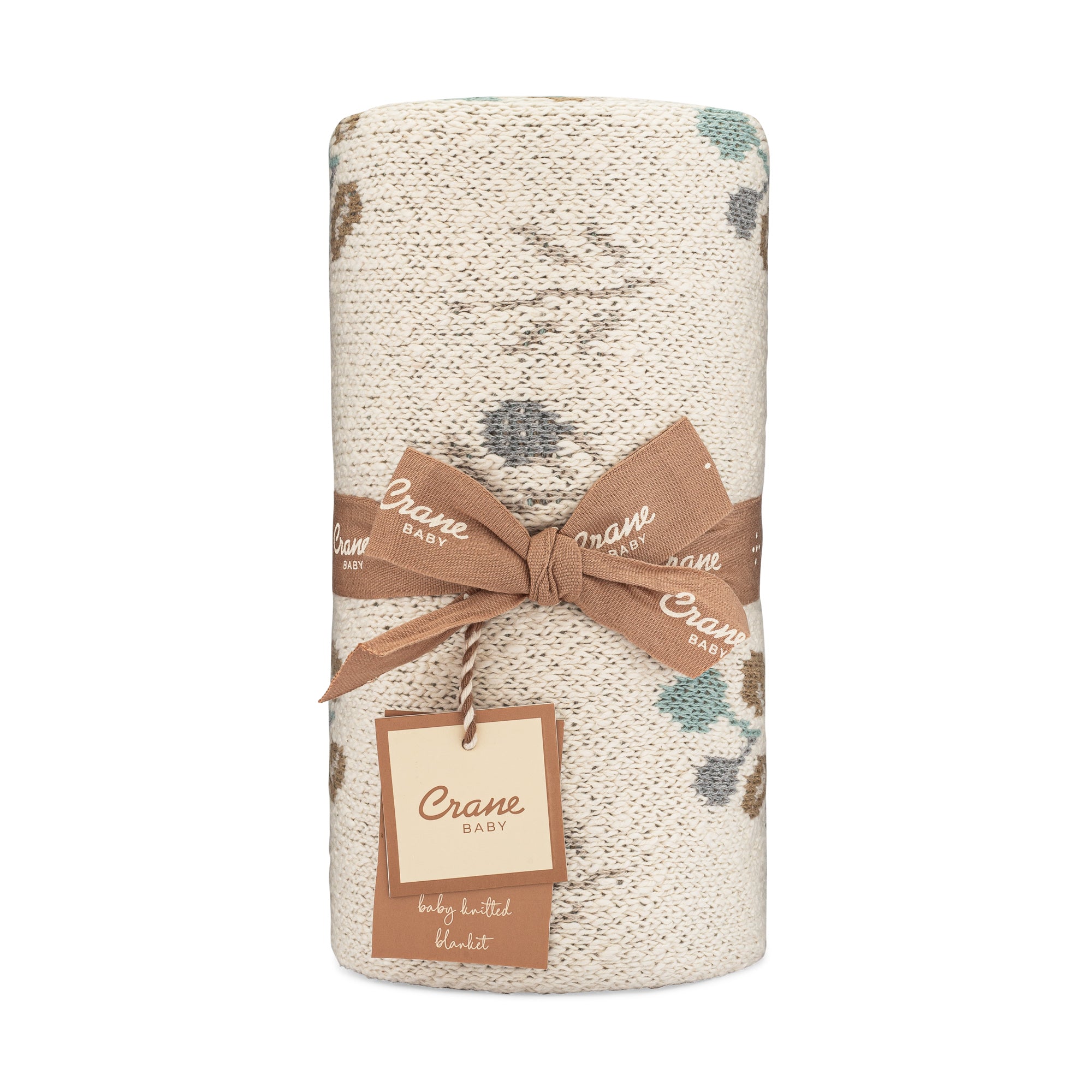 Crane Baby Avery Organic Cotton Reversible Baby Blanket - Gray- Bambi Baby