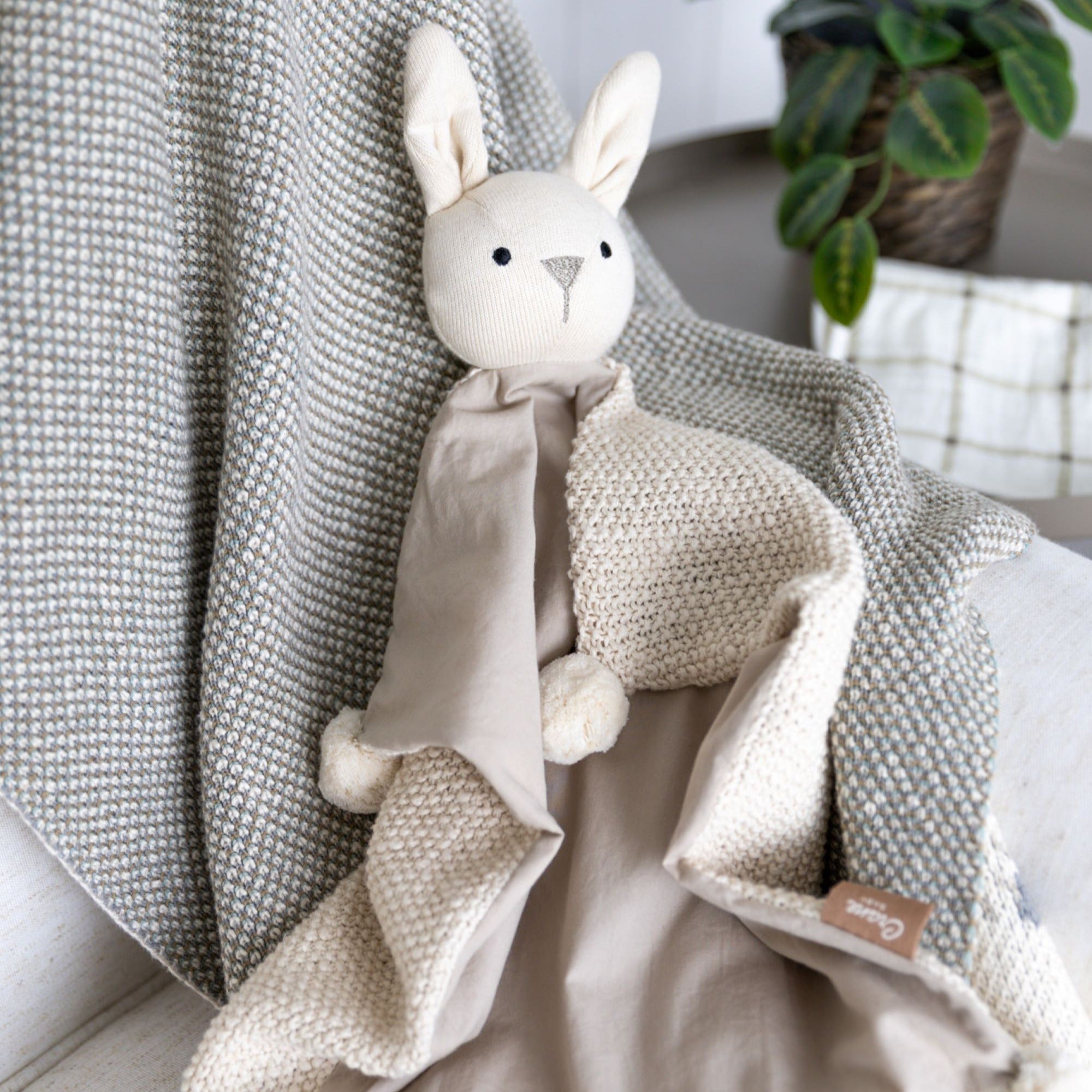 Crane Baby Avery Organic Cotton Baby Lovey Blanket - Ollie The Bunny- Bambi Baby