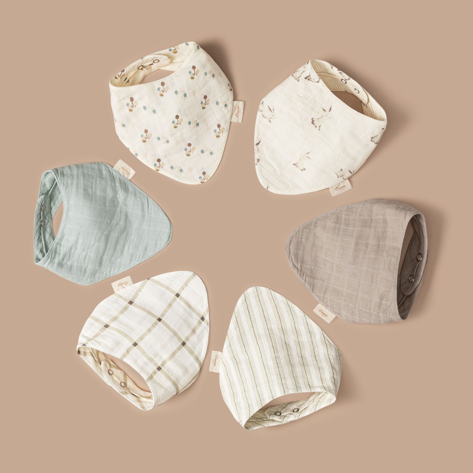 Crane Baby Avery  3-pc. Organic Cotton Baby Bib Set - Bunny- Bambi Baby