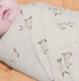 Crane Baby Avery Organic Cotton Bunny Single Swaddle - White - Bambi Baby
