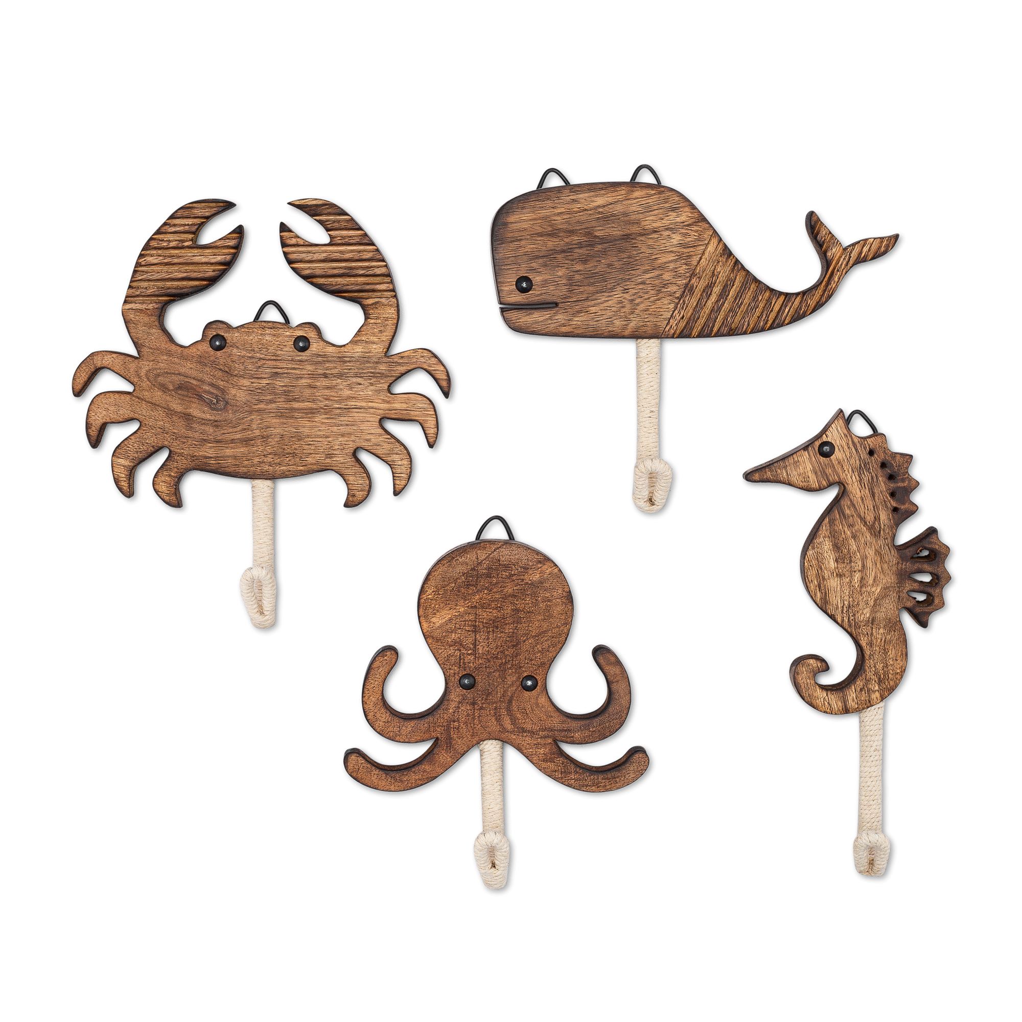 Crane Baby Cove 4-pc. Coastal Wooden Nursery Wall Hooks- Bambi Baby