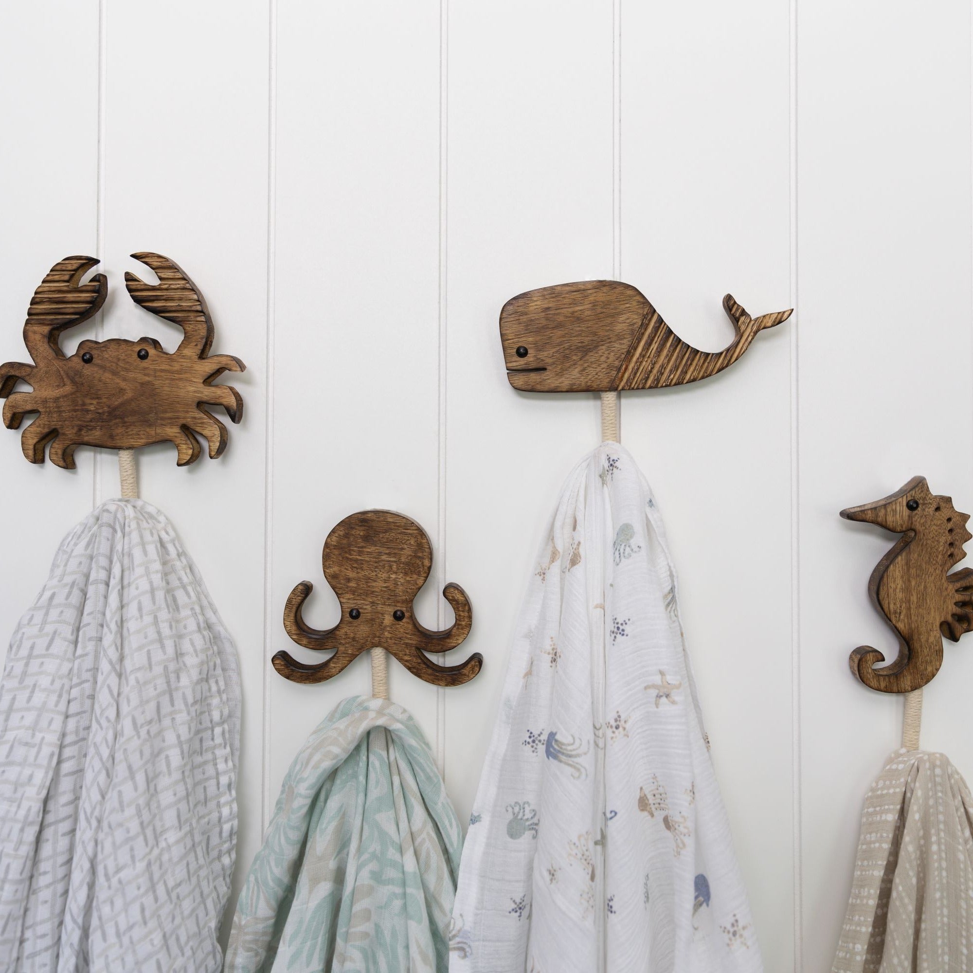 Crane Baby Cove 4-pc. Coastal Wooden Nursery Wall Hooks- Bambi Baby