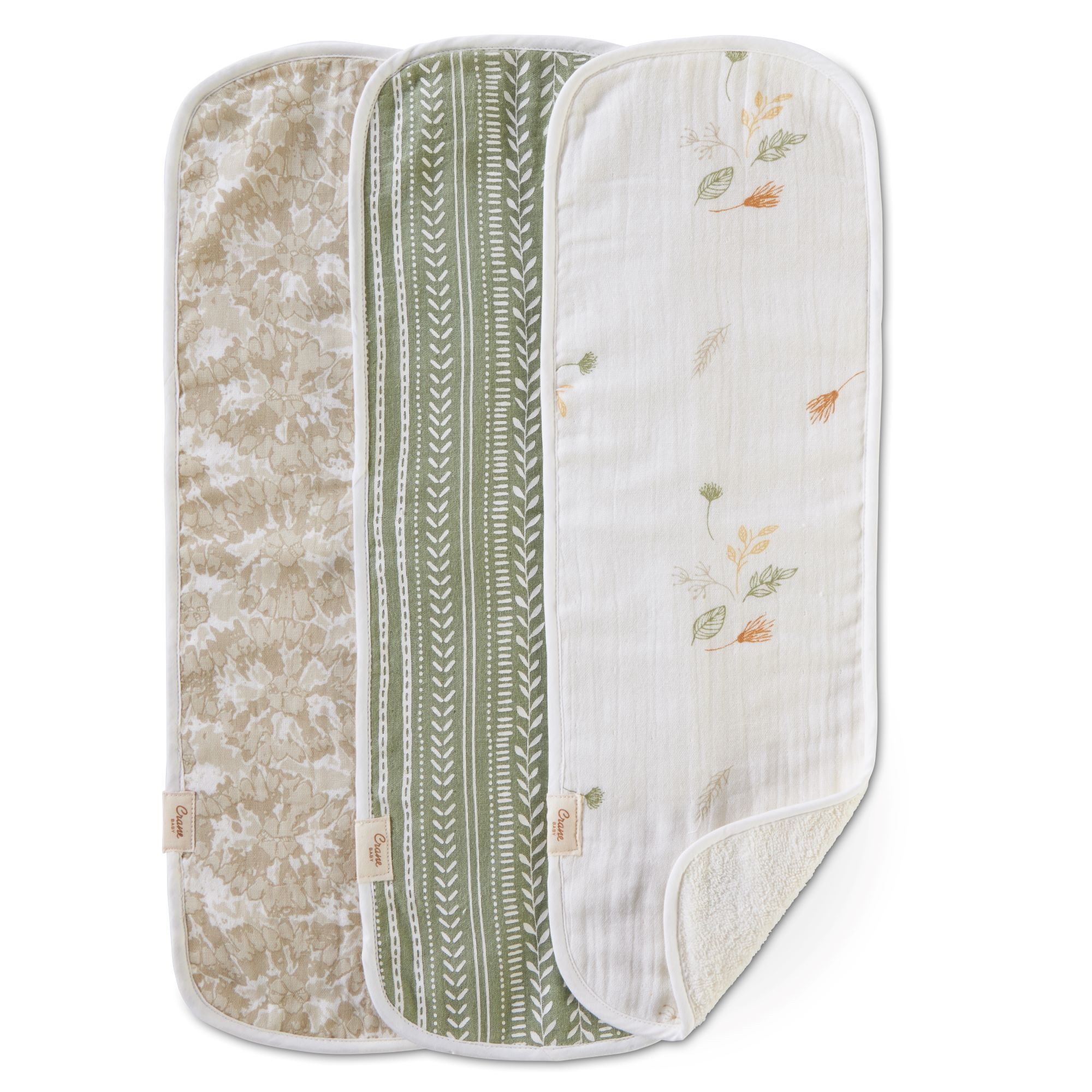 Crane Baby 3-pc. Newborn Burp Cloth Set- Bambi Baby