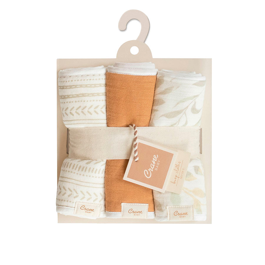 Crane Baby 3-pc. Newborn Burp Cloth Set- Bambi Baby