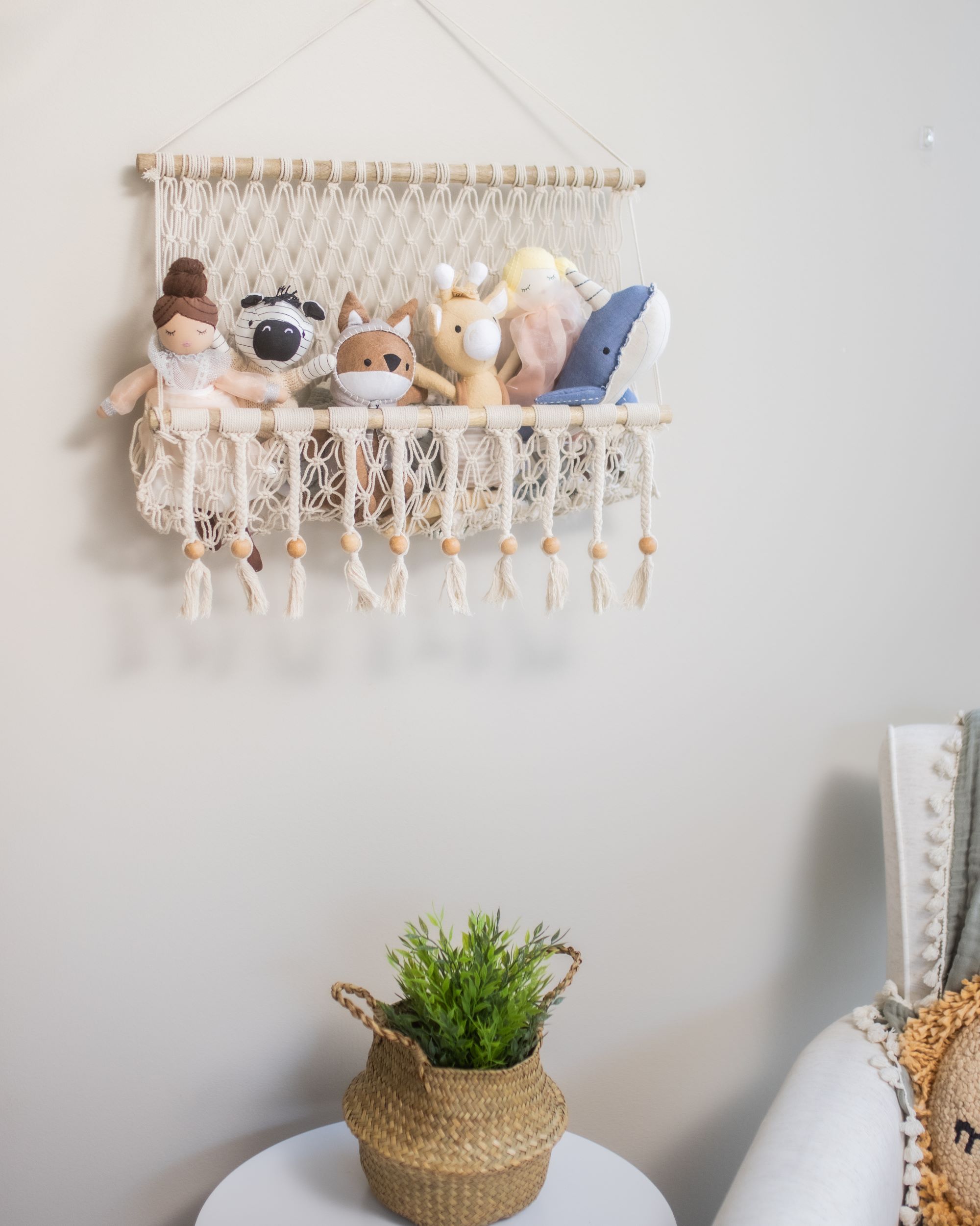 Crane Baby Willow Hanging Macrame Basket Storage- Bambi Baby