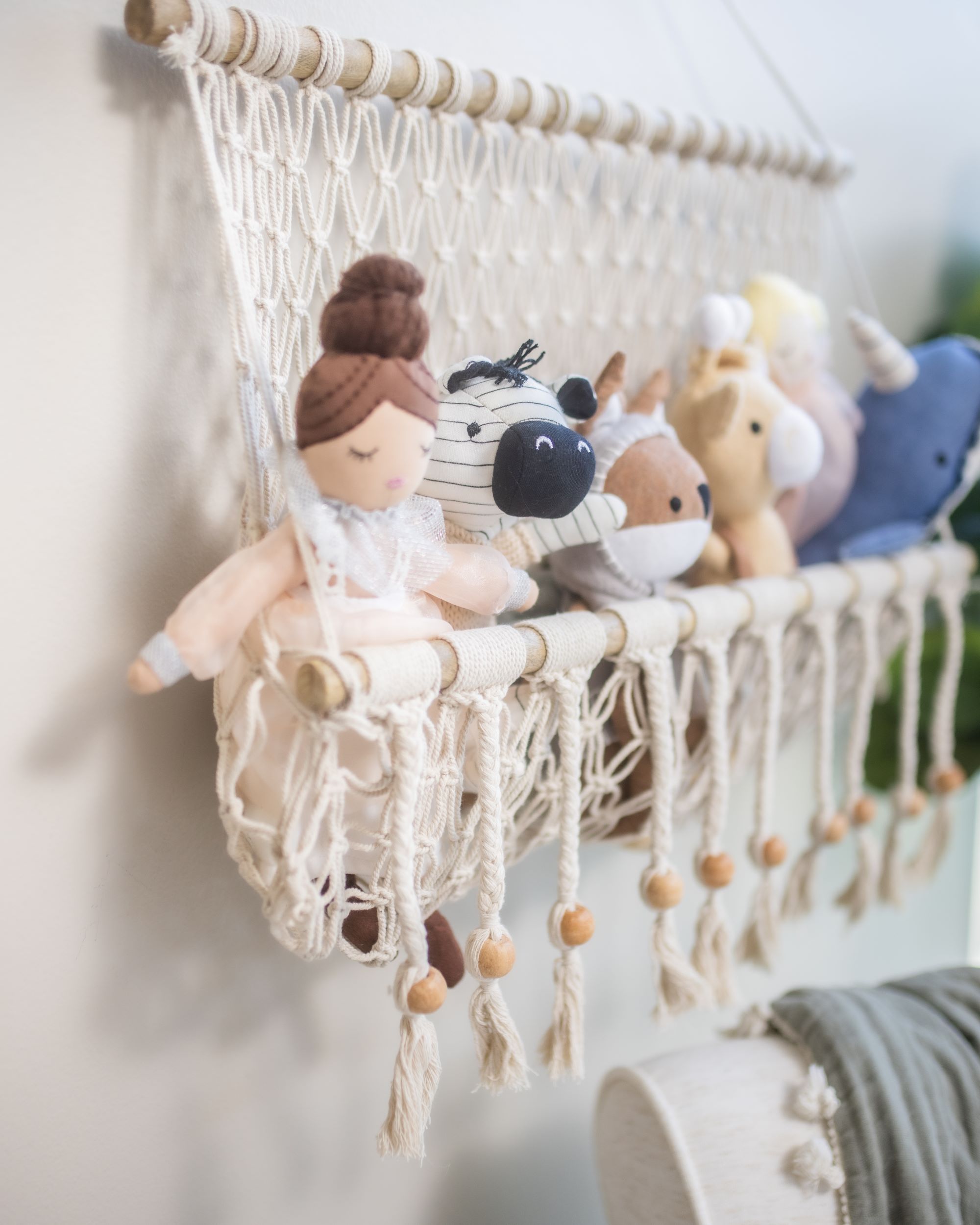 Crane Baby Willow Hanging Macrame Basket Storage- Bambi Baby
