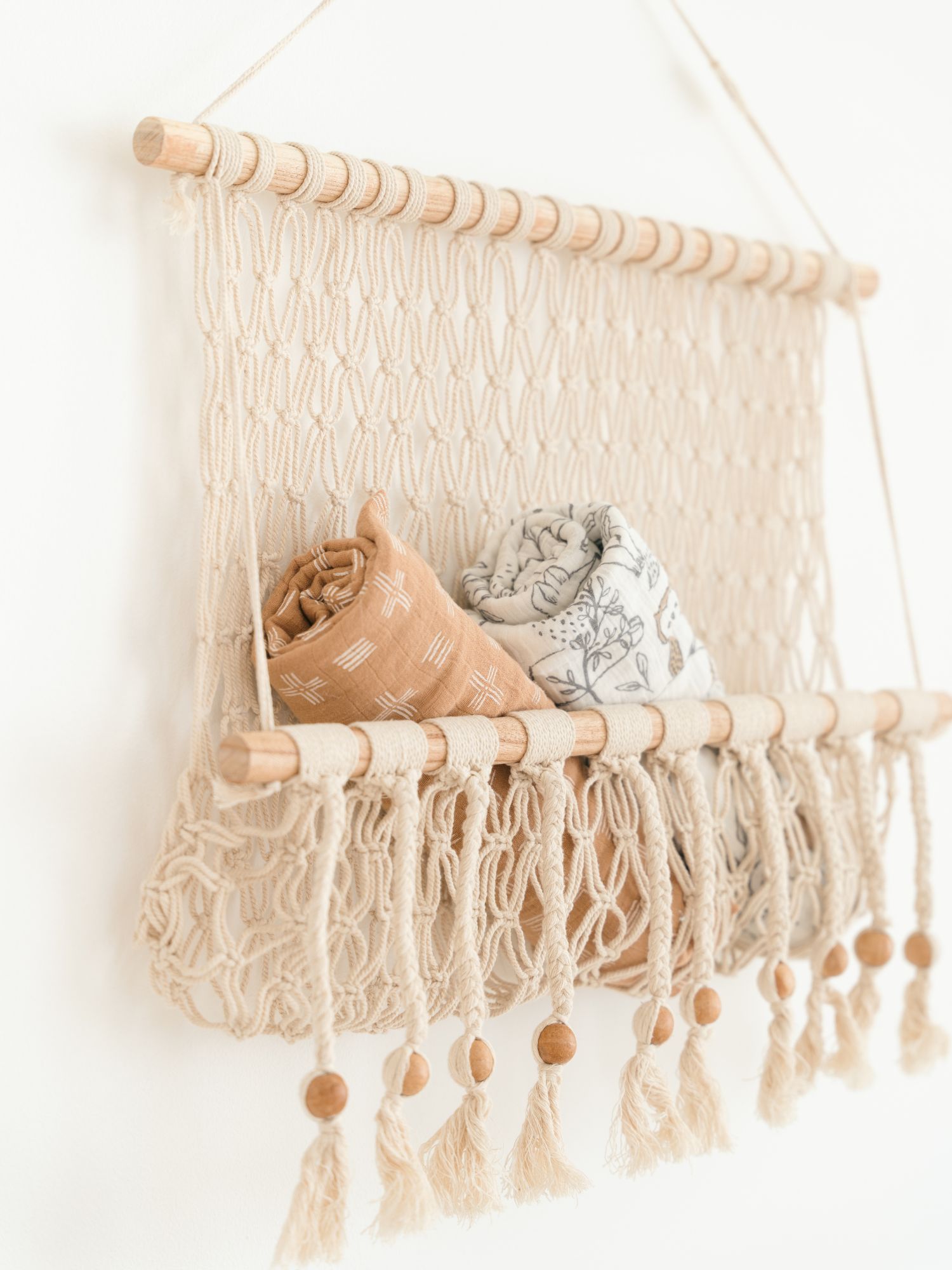 Crane Baby Willow Hanging Macrame Basket Storage- Bambi Baby