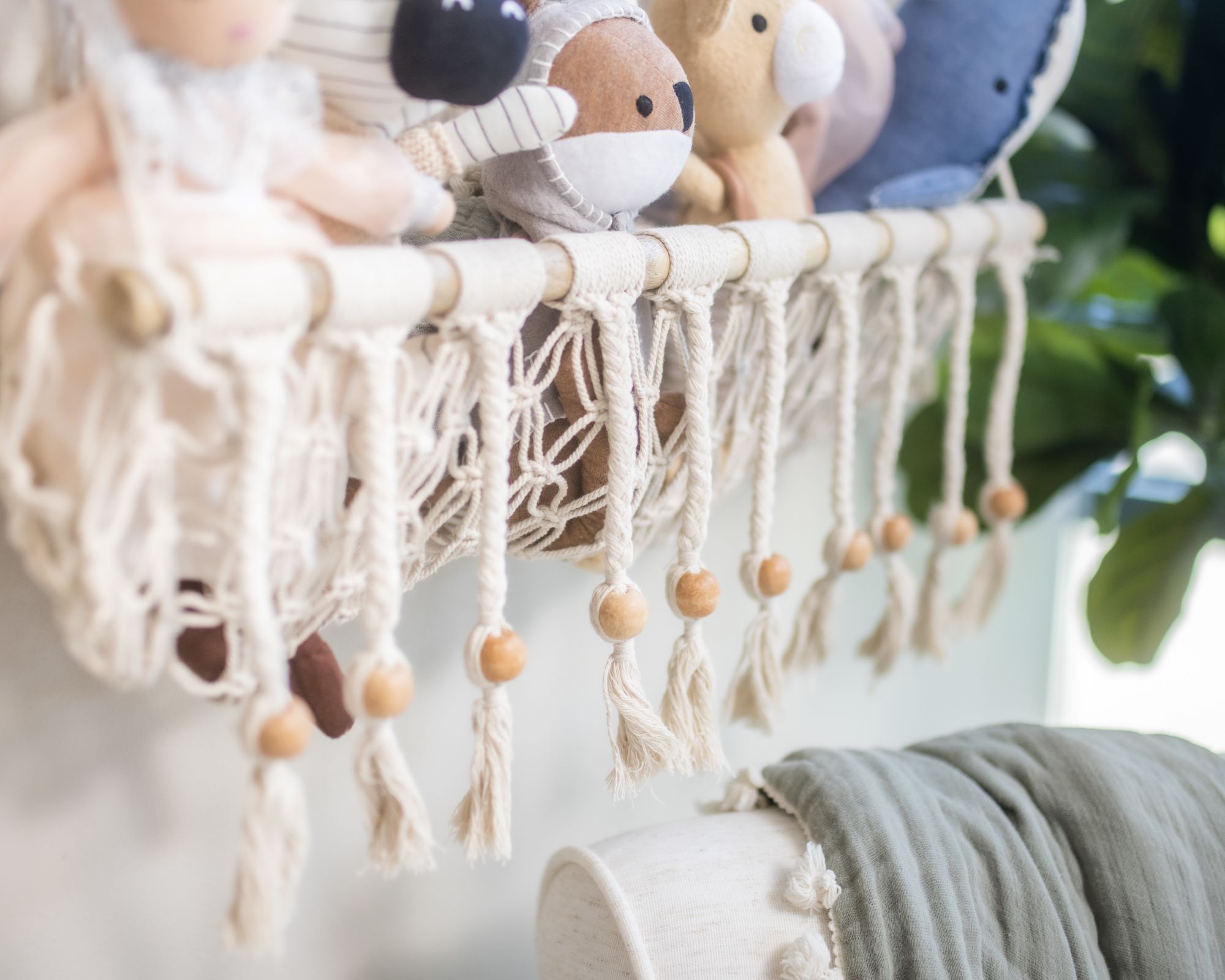 Crane Baby Willow Hanging Macrame Basket Storage- Bambi Baby