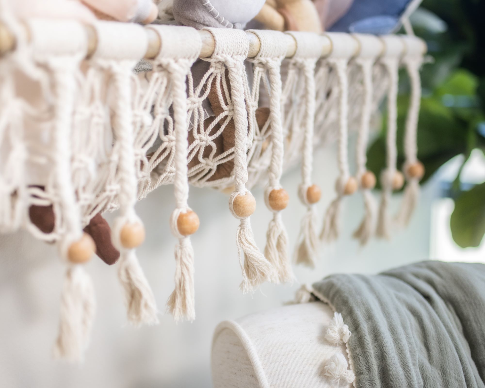 Crane Baby Willow Hanging Macrame Basket Storage- Bambi Baby