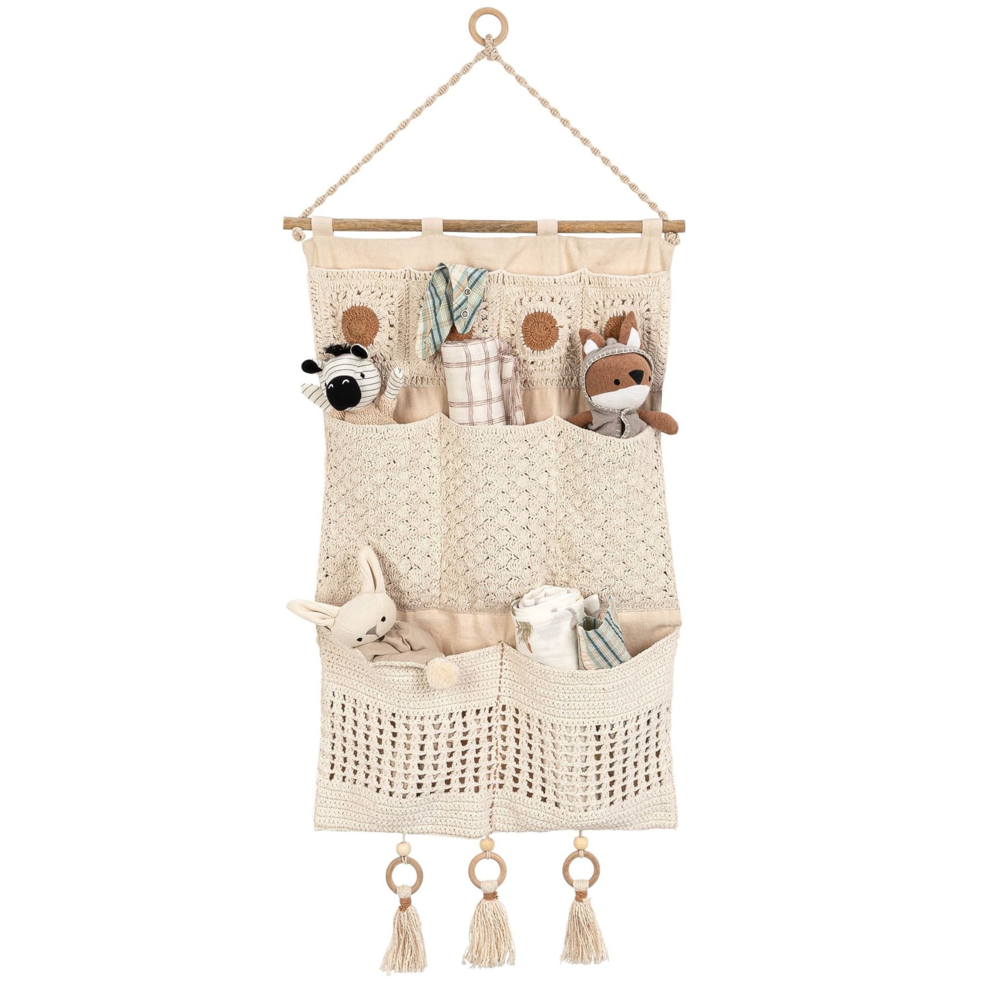 Crane Baby Charlie Farmhouse Wall Storage Organizer with Pockets- Bambi Baby