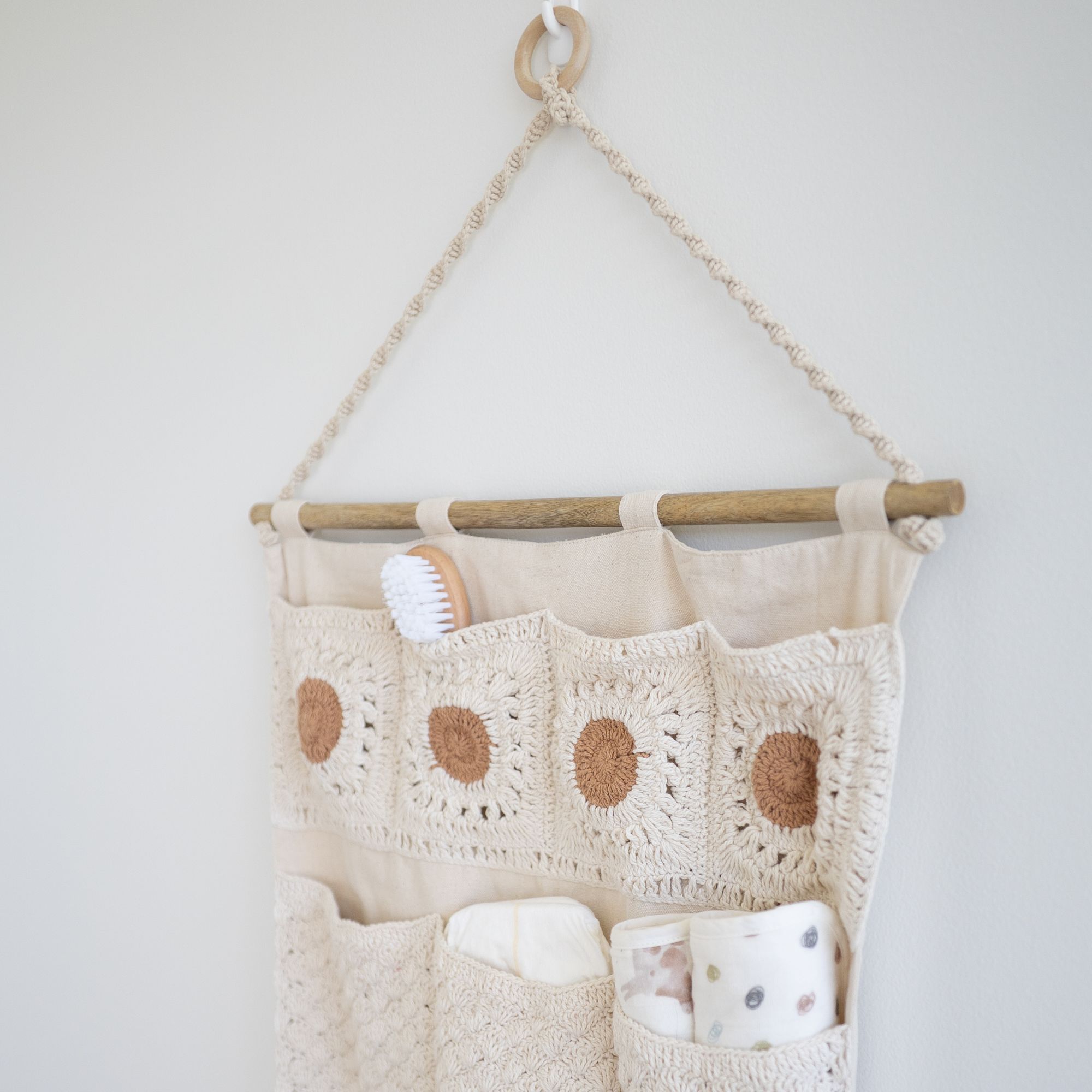 Crane Baby Charlie Farmhouse Wall Storage Organizer with Pockets- Bambi Baby