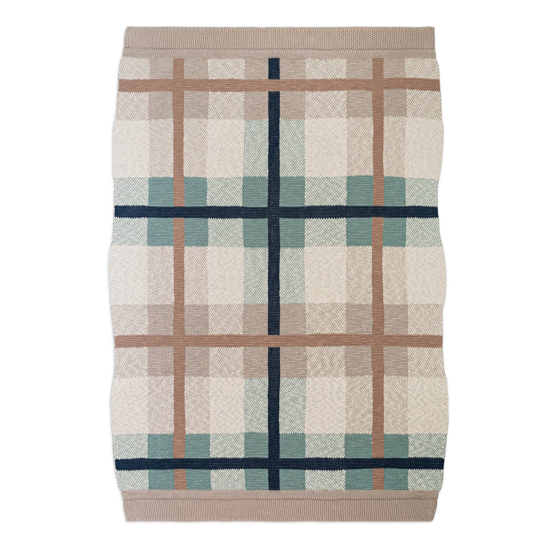 Crane Baby Charlie Farmhouse Knitted Plaid Baby Blanket - Beige- Bambi Baby