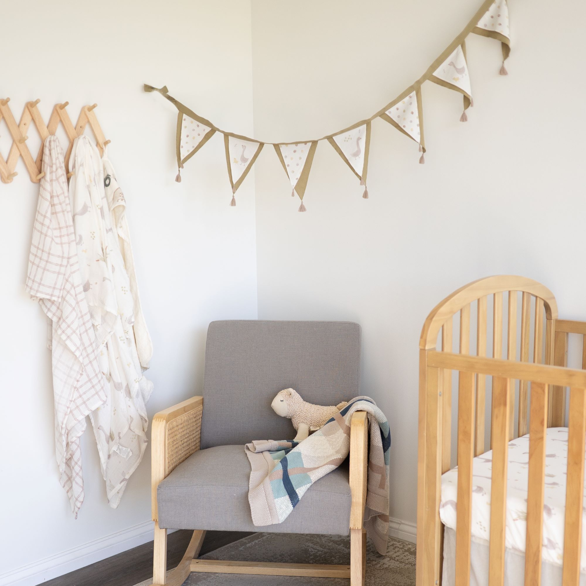 Crane Baby Charlie Farmhouse Knitted Plaid Baby Blanket - Beige- Bambi Baby