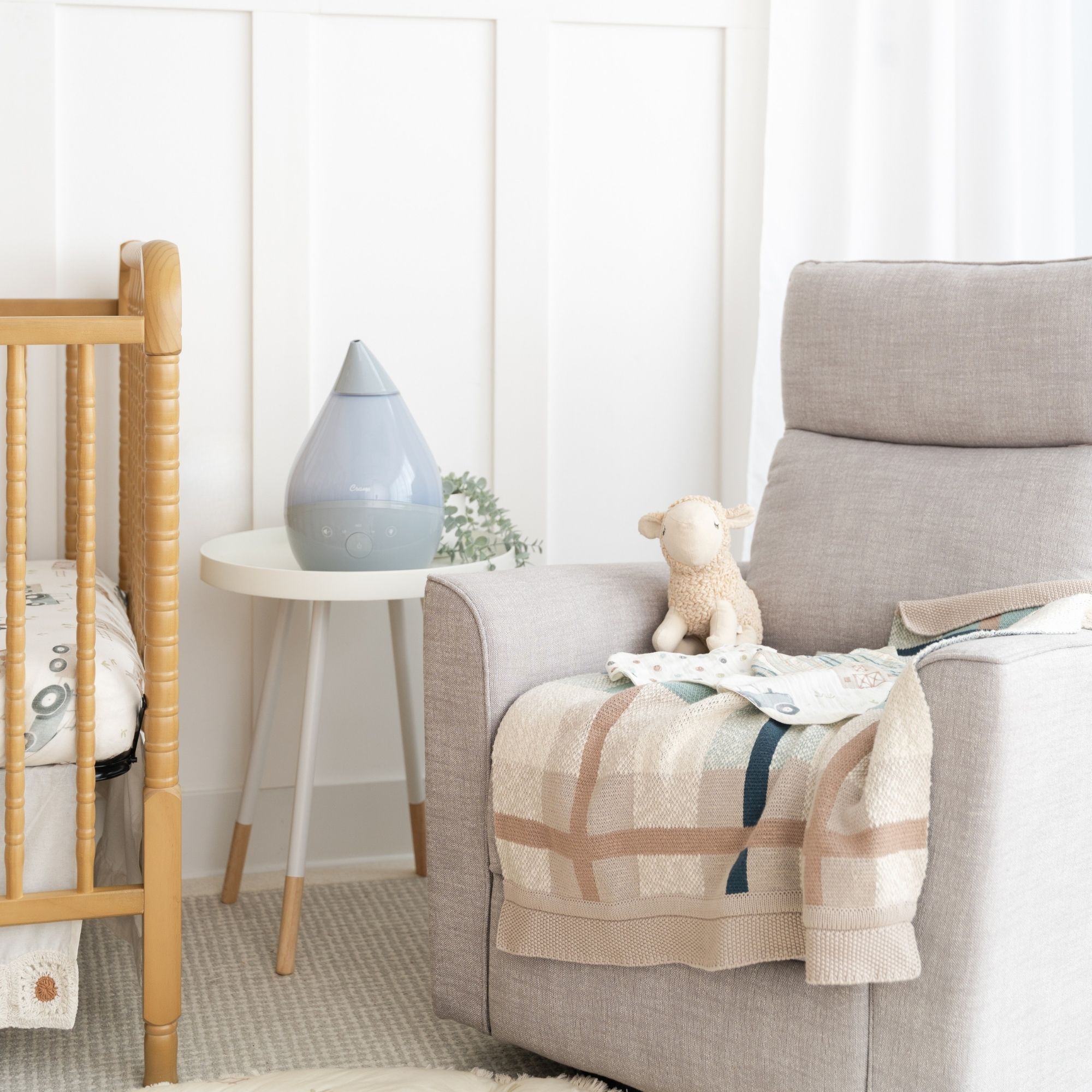 Crane Baby Charlie Farmhouse Knitted Plaid Baby Blanket - Beige- Bambi Baby