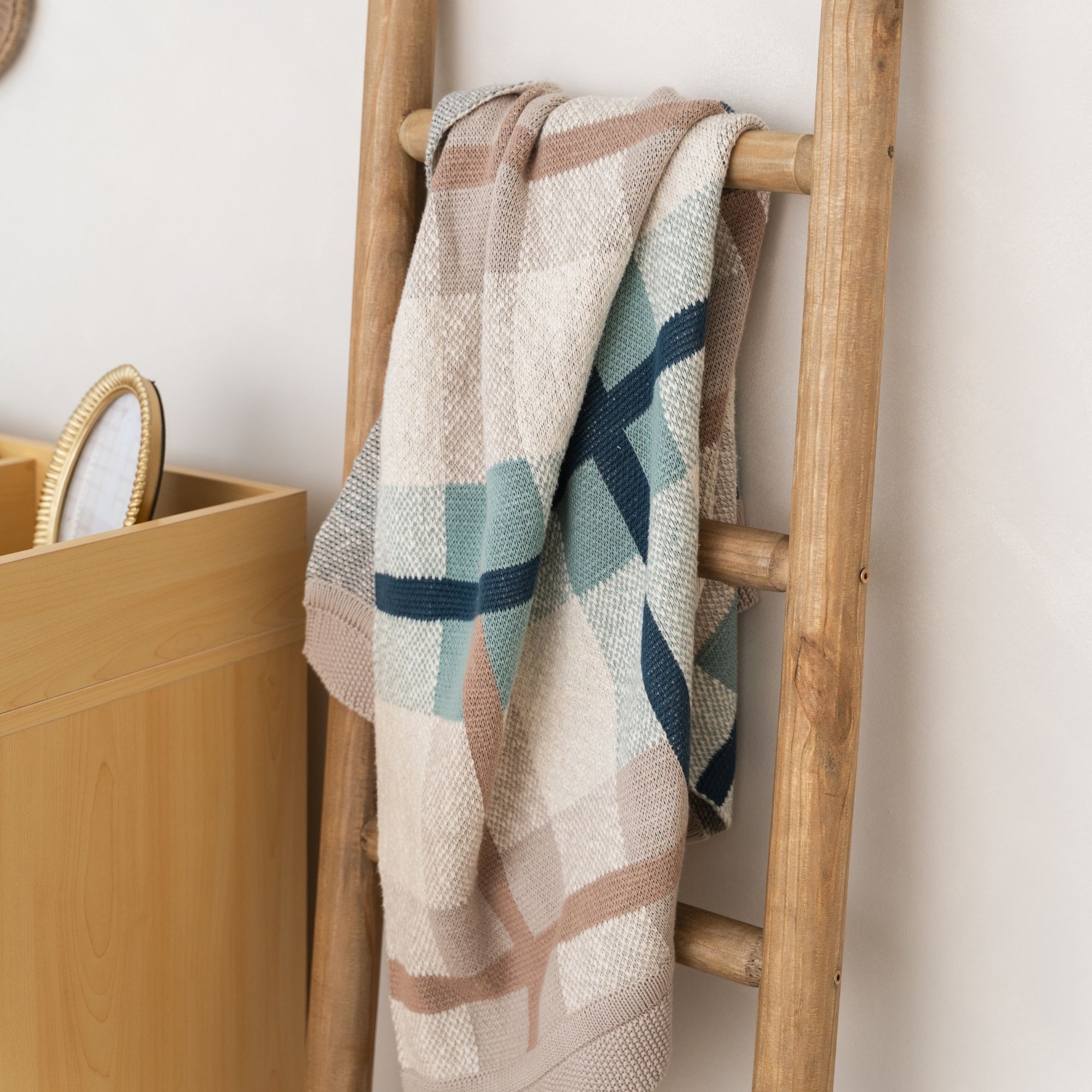 Crane Baby Charlie Farmhouse Knitted Plaid Baby Blanket - Beige- Bambi Baby