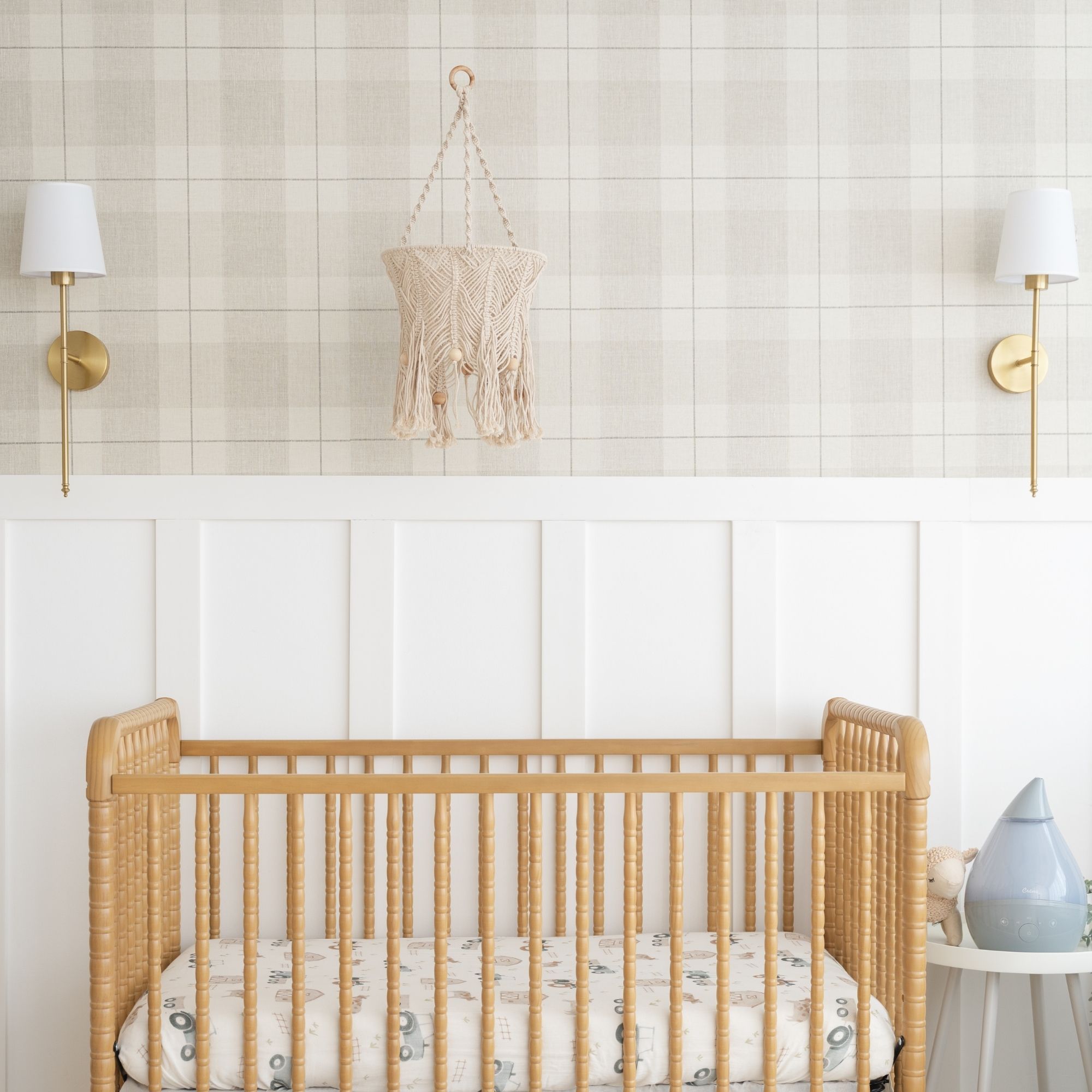 Crane Baby Charlie Farmhouse Macrame Nursery Ceiling Hanging - Beige- Bambi Baby