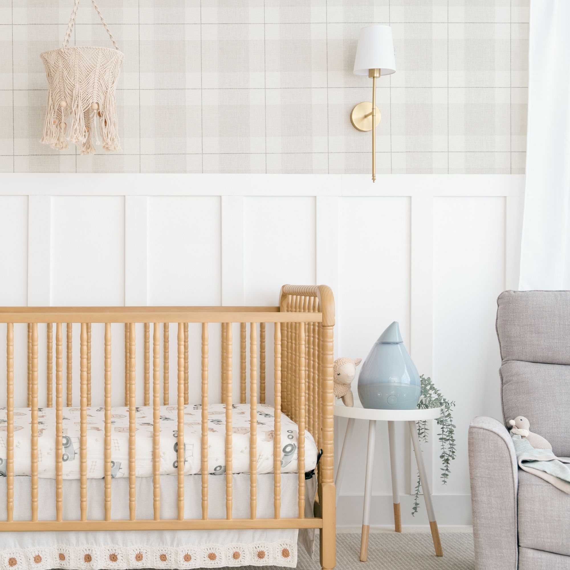 Crane Baby Charlie Farmhouse Macrame Nursery Ceiling Hanging - Beige- Bambi Baby