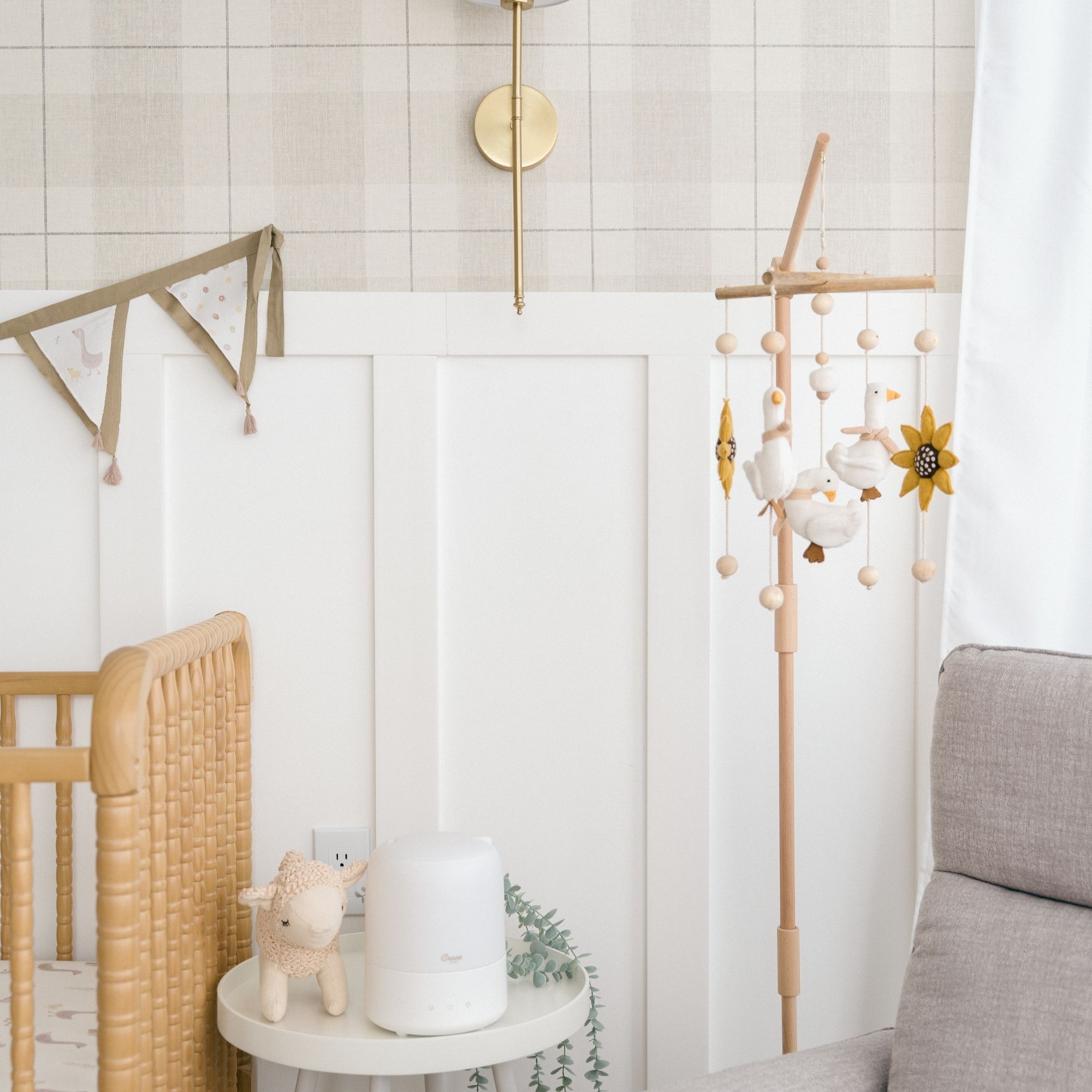 Crane Baby Charlie Farmhouse Goose Nursery Ceiling Hanging - Beige- Bambi Baby