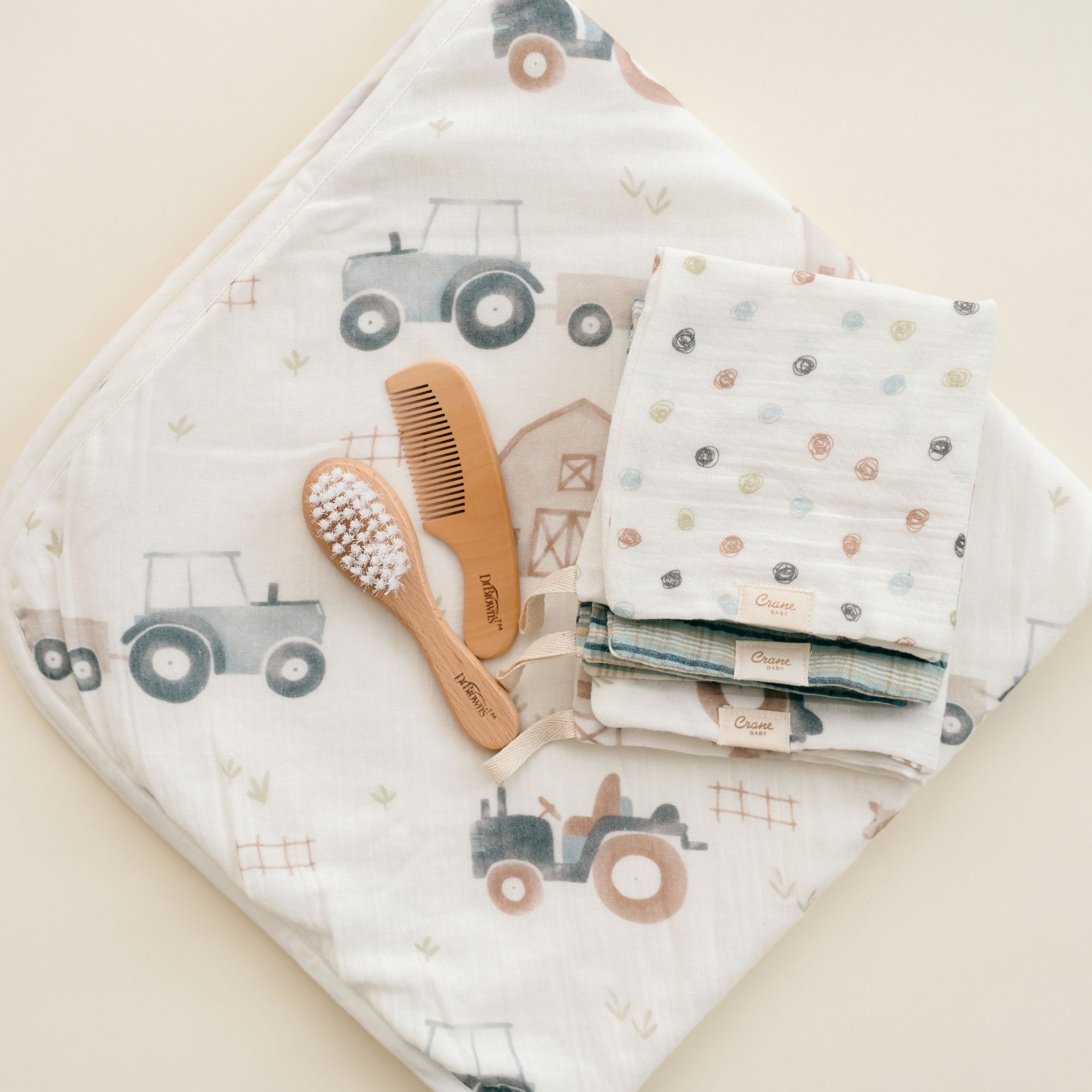 Crane Baby Charlie Farmhouse Goose Baby Bath Towel & Wash Cloth Set- Bambi Baby