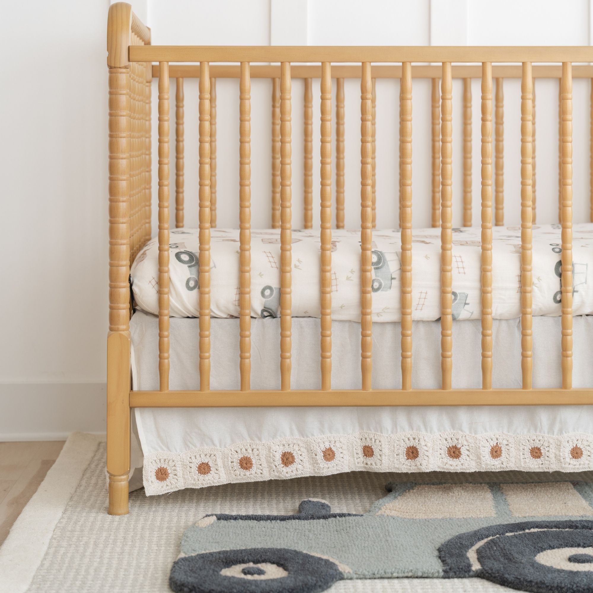 Crane Baby Charlie Farmhouse Tractor Baby Nursery Rug - Gray- Bambi Baby