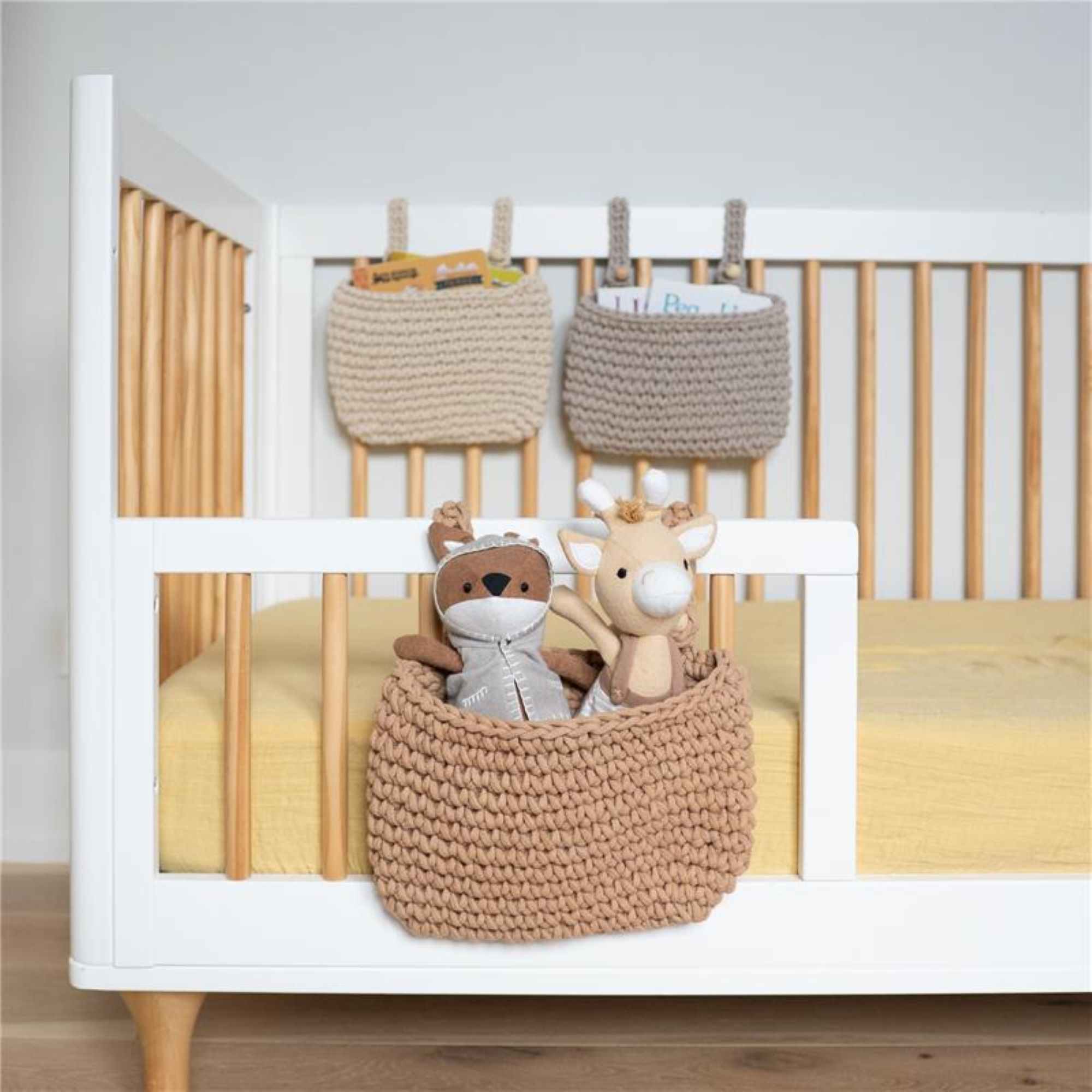 Crane Baby Charlie Farmhouse Hanging Nursery Storage Bin Trio - Beige- Bambi Baby