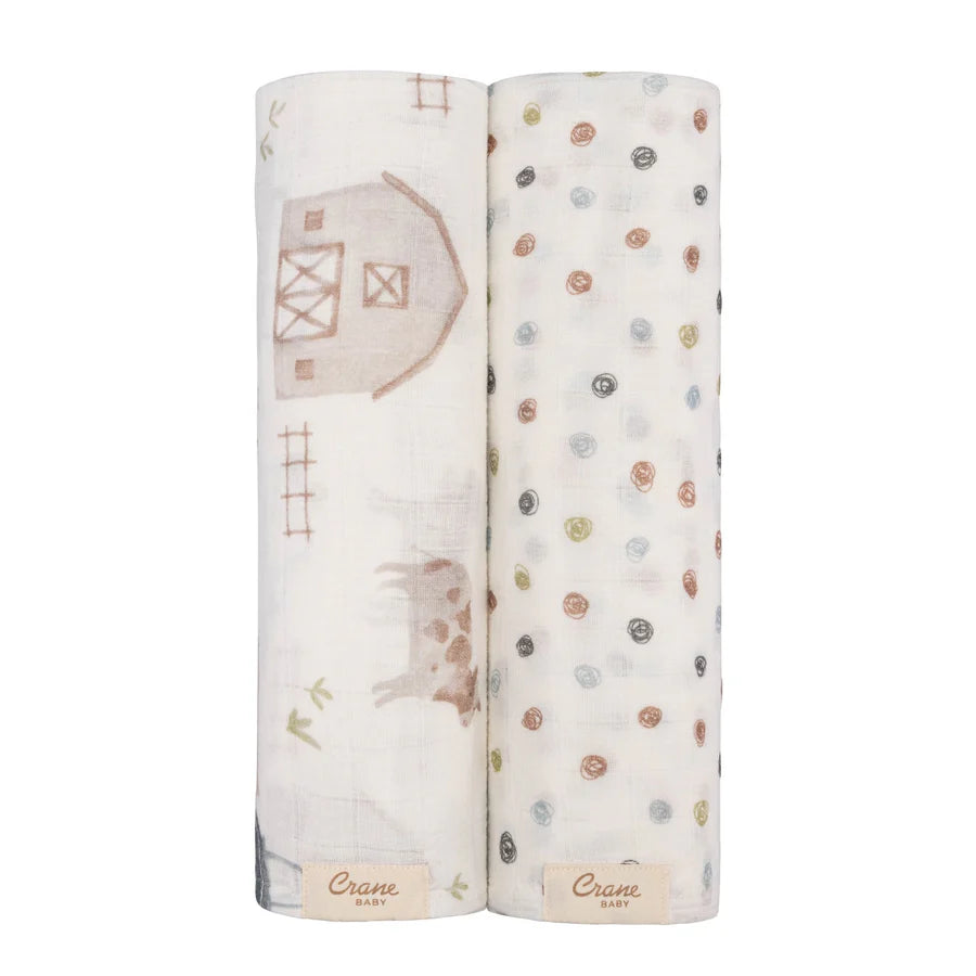 Crane Baby Swaddle Blanket Set- Bambi Baby